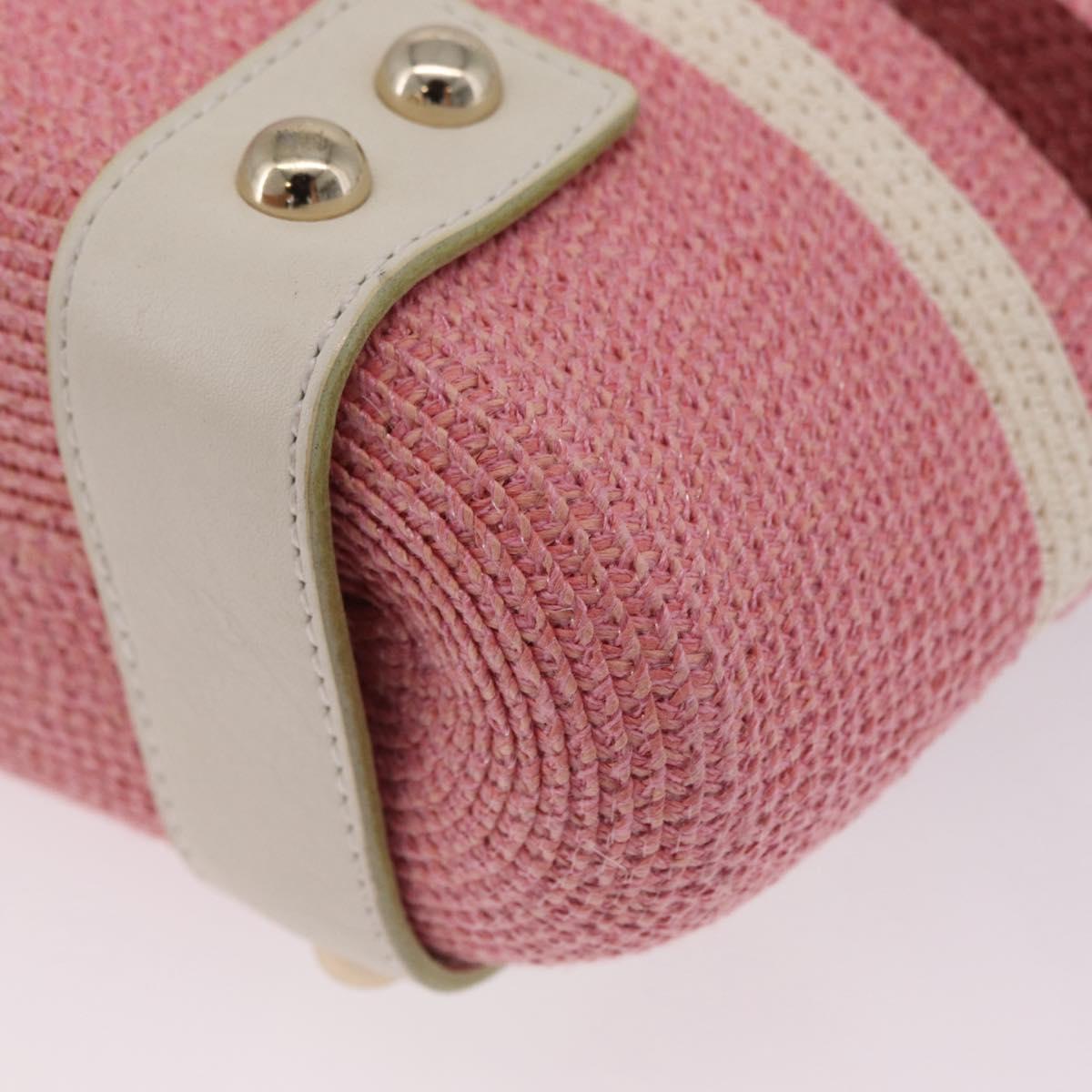 BURBERRY Blue Label Hand Bag straw Pink Gold Auth 208224A