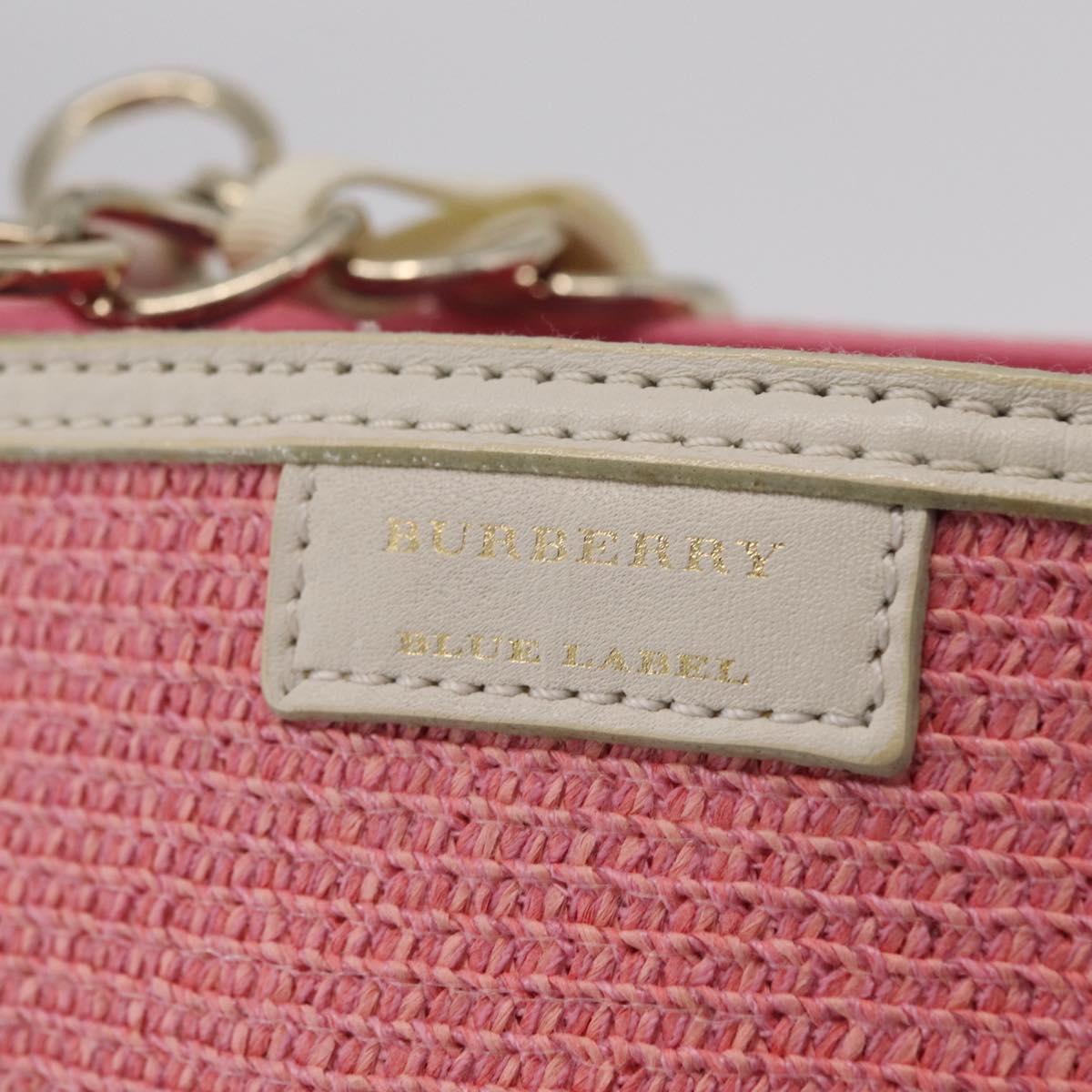 BURBERRY Blue Label Hand Bag straw Pink Gold Auth 208224A