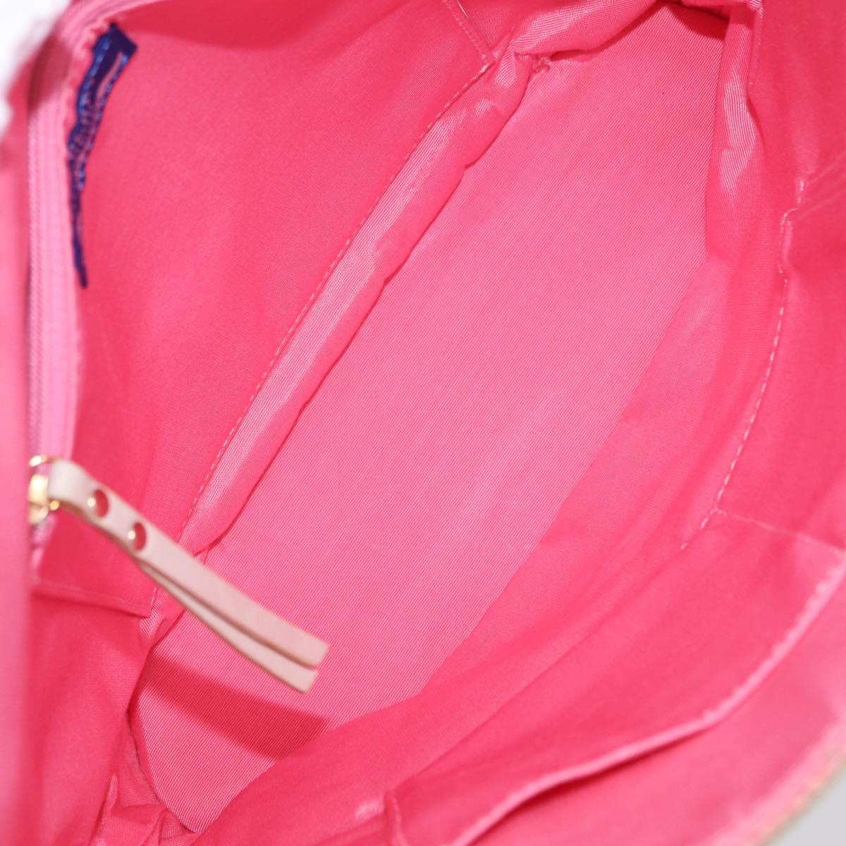 BURBERRY Blue Label Hand Bag straw Pink Gold Auth 208224A
