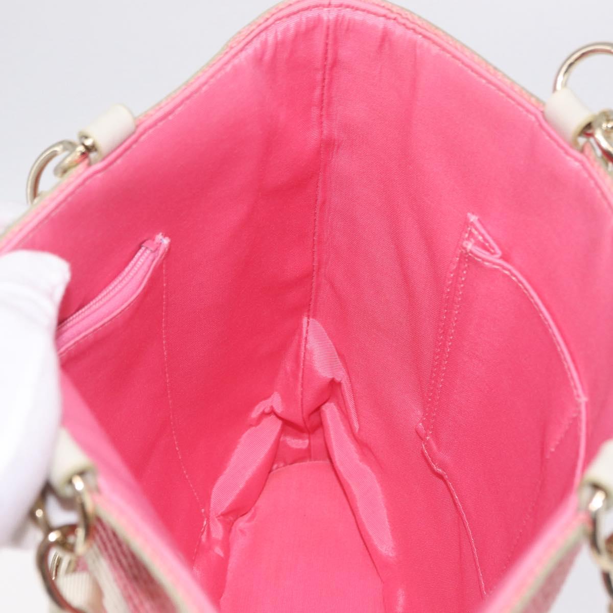 BURBERRY Blue Label Hand Bag straw Pink Gold Auth 208224A