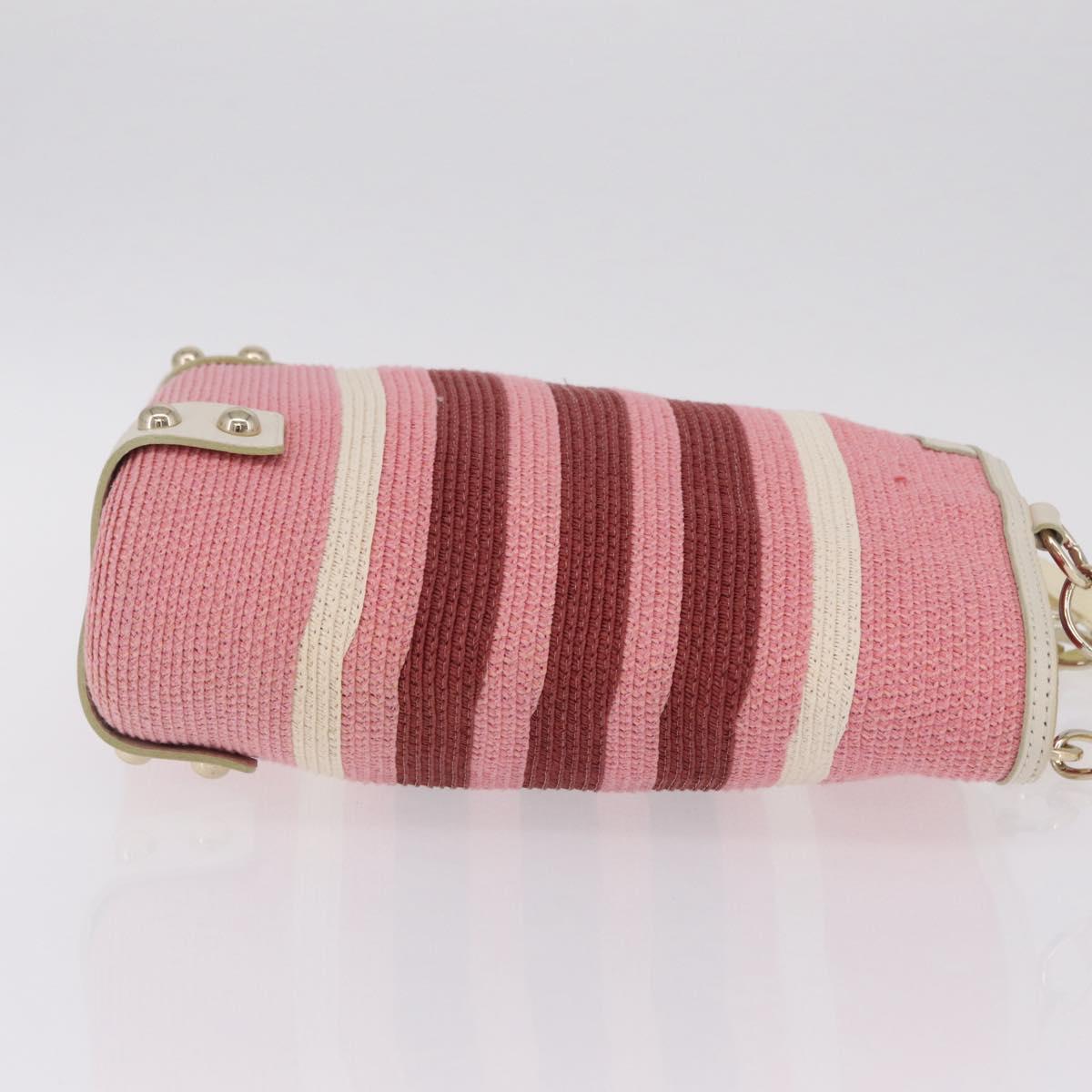 BURBERRY Blue Label Hand Bag straw Pink Gold Auth 208224A