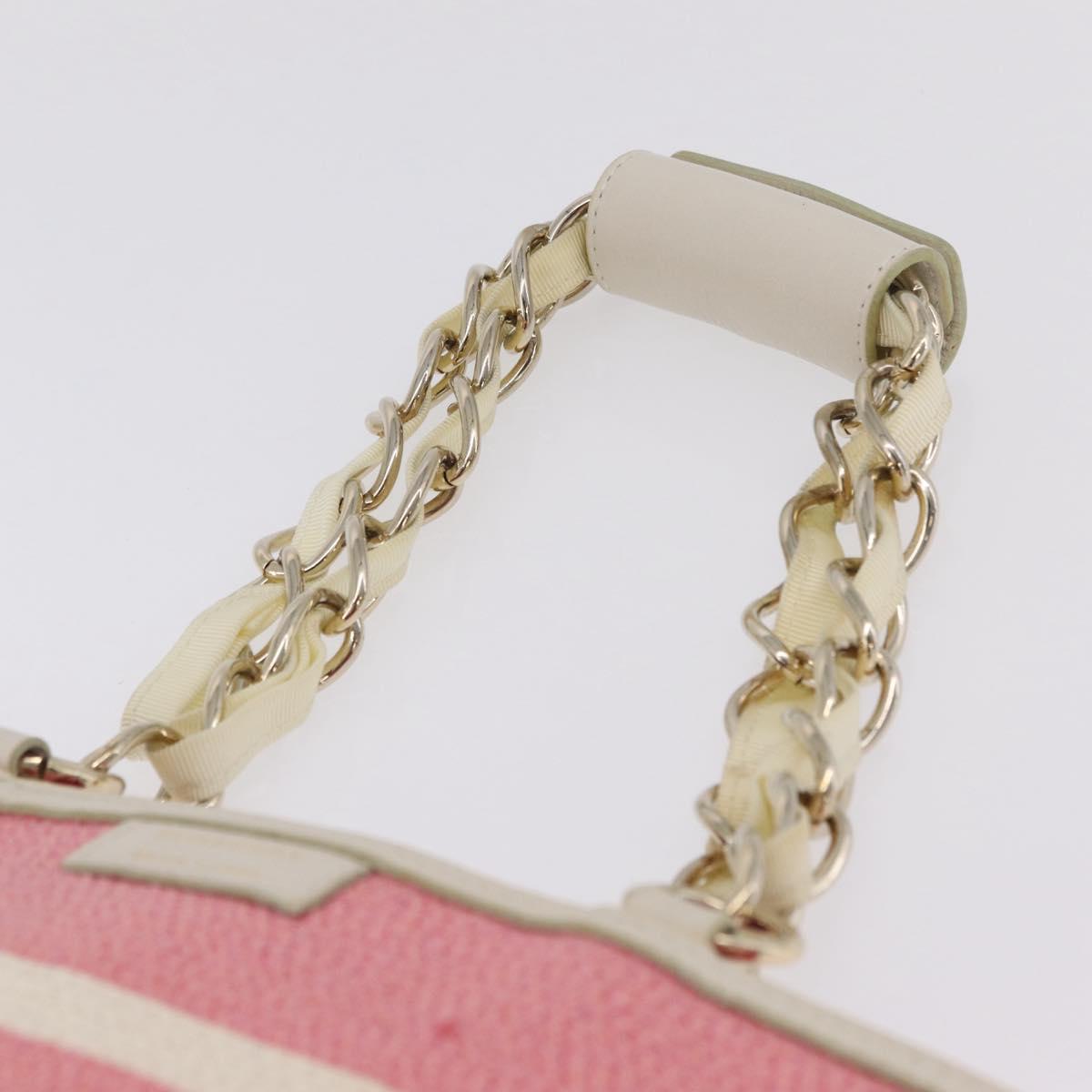 BURBERRY Blue Label Hand Bag straw Pink Gold Auth 208224A