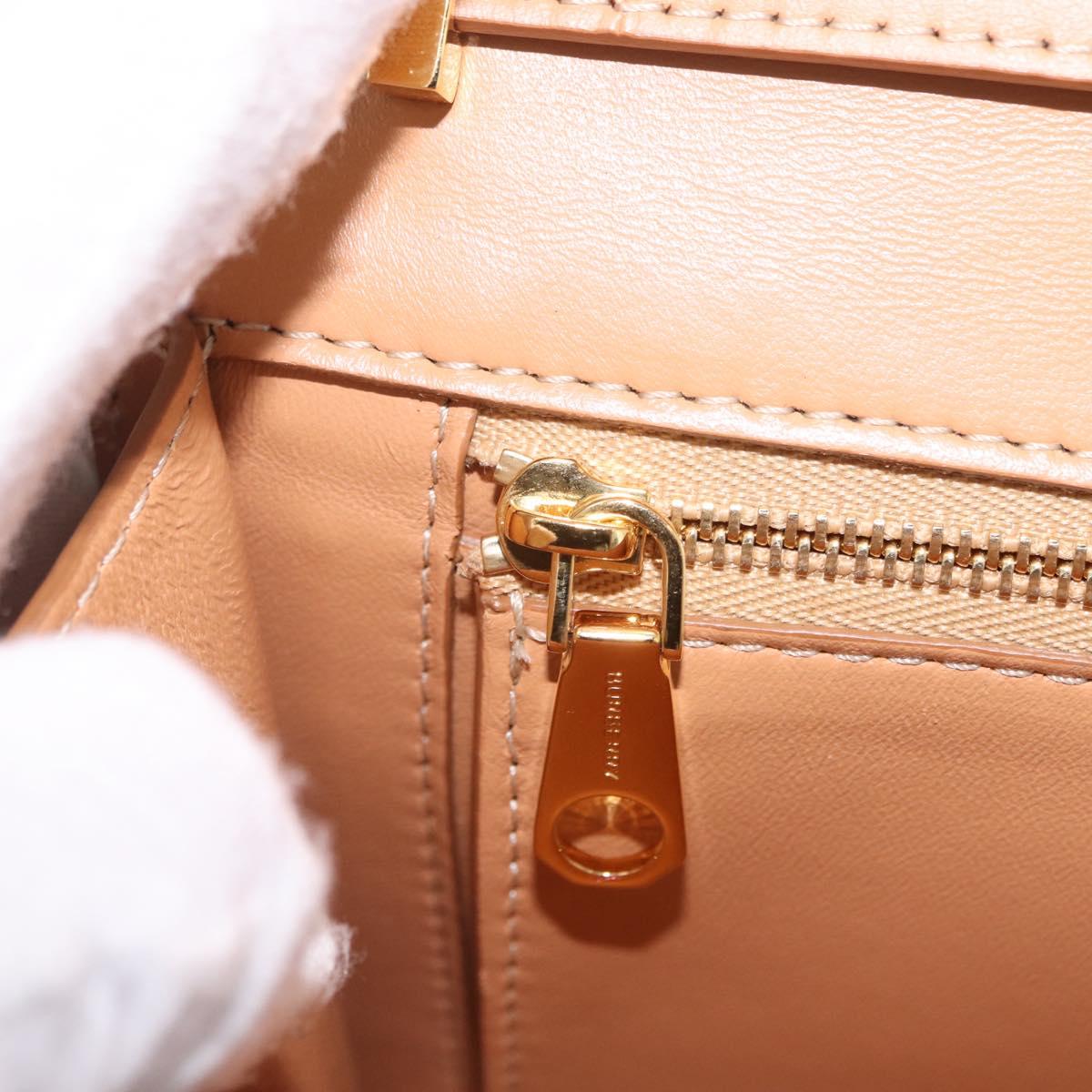 BURBERRY Shoulder Bag Leather Beige Gold Auth 208225V