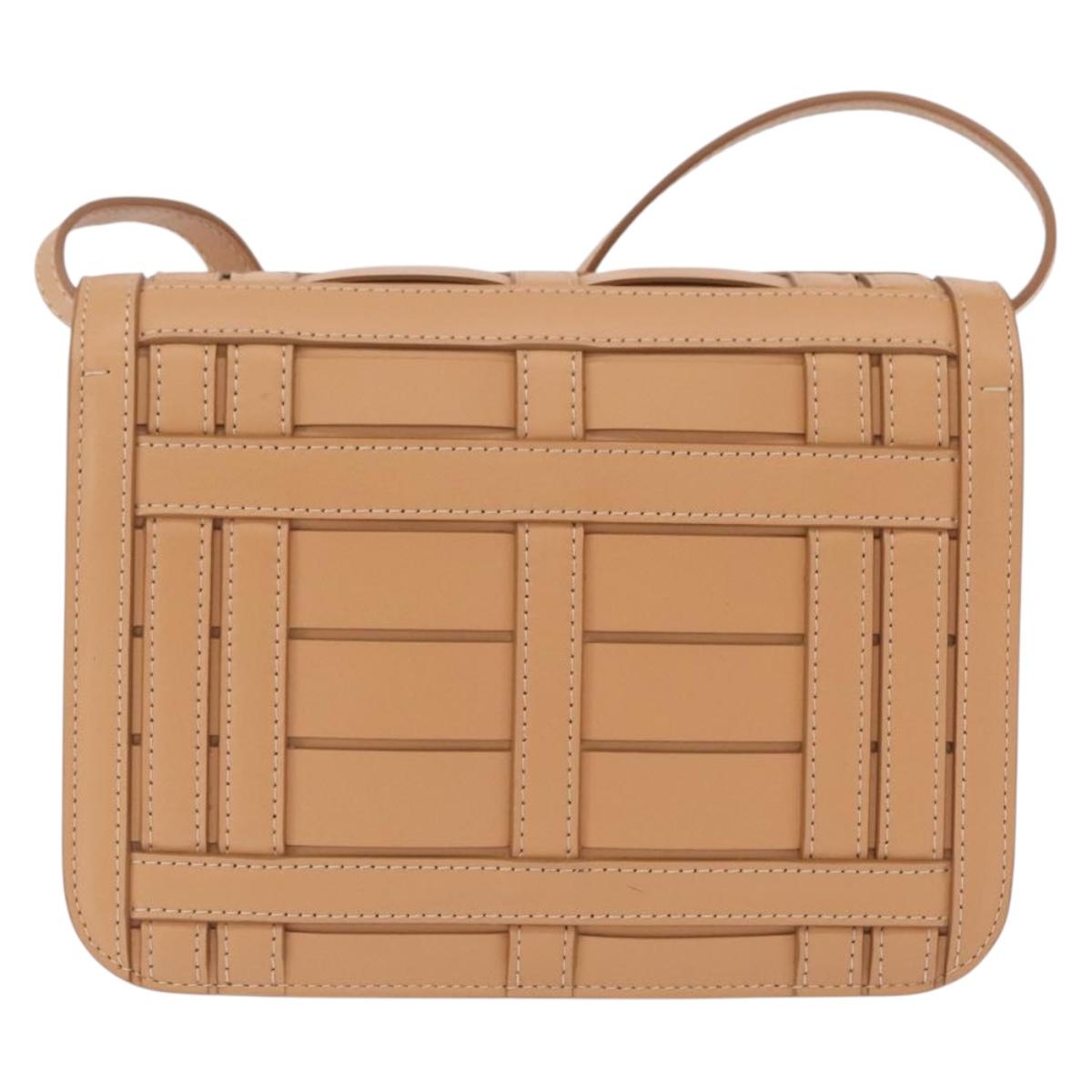 BURBERRY Shoulder Bag Leather Beige Gold Auth 208225V