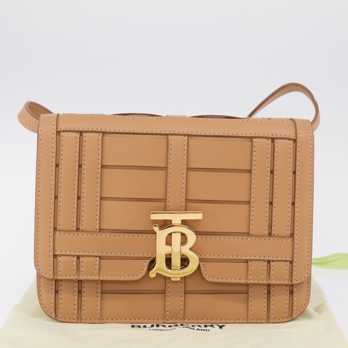 BURBERRY Shoulder Bag Leather Beige Gold Auth 208225V