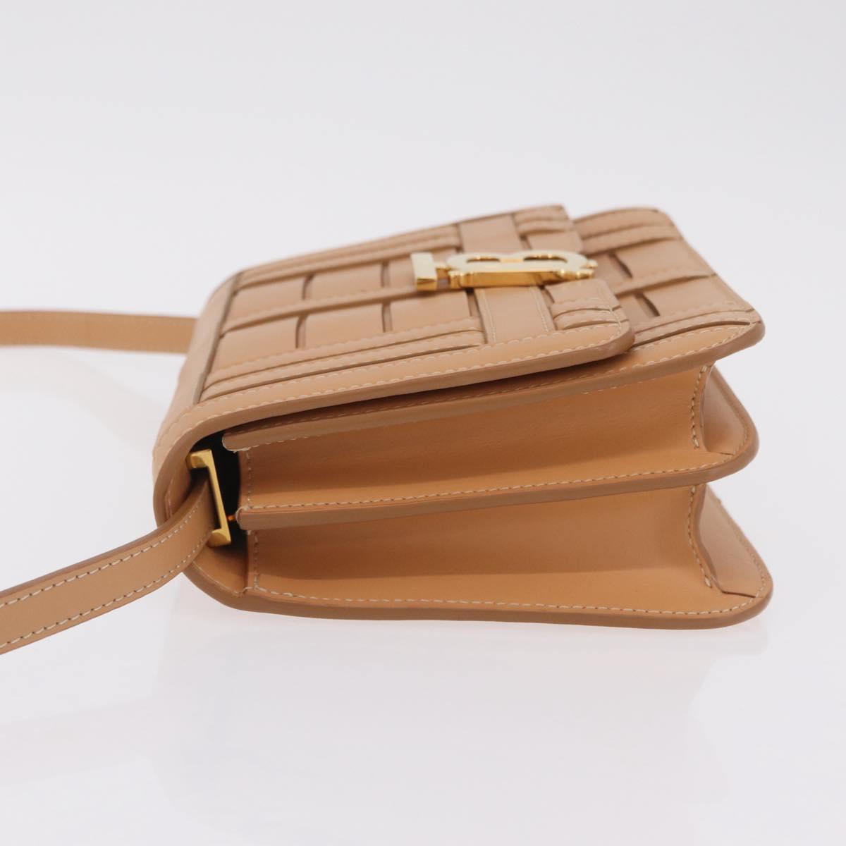 BURBERRY Shoulder Bag Leather Beige Gold Auth 208225V