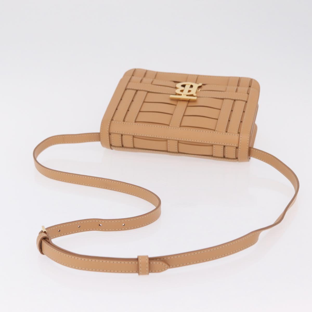 BURBERRY Shoulder Bag Leather Beige Gold Auth 208225V