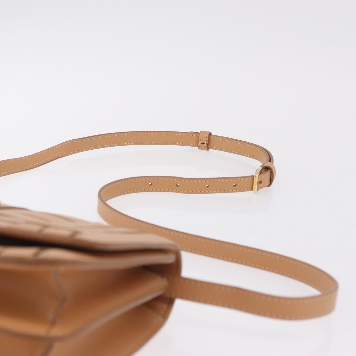 BURBERRY Shoulder Bag Leather Beige Gold Auth 208225V