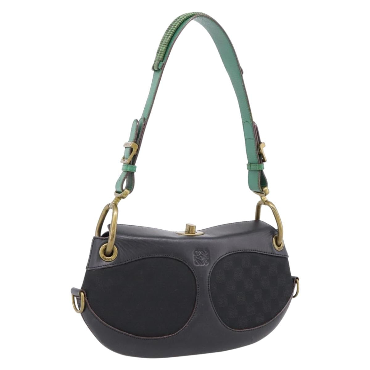 LOEWE Shoulder Bag Leather Black Gold Auth 208228V