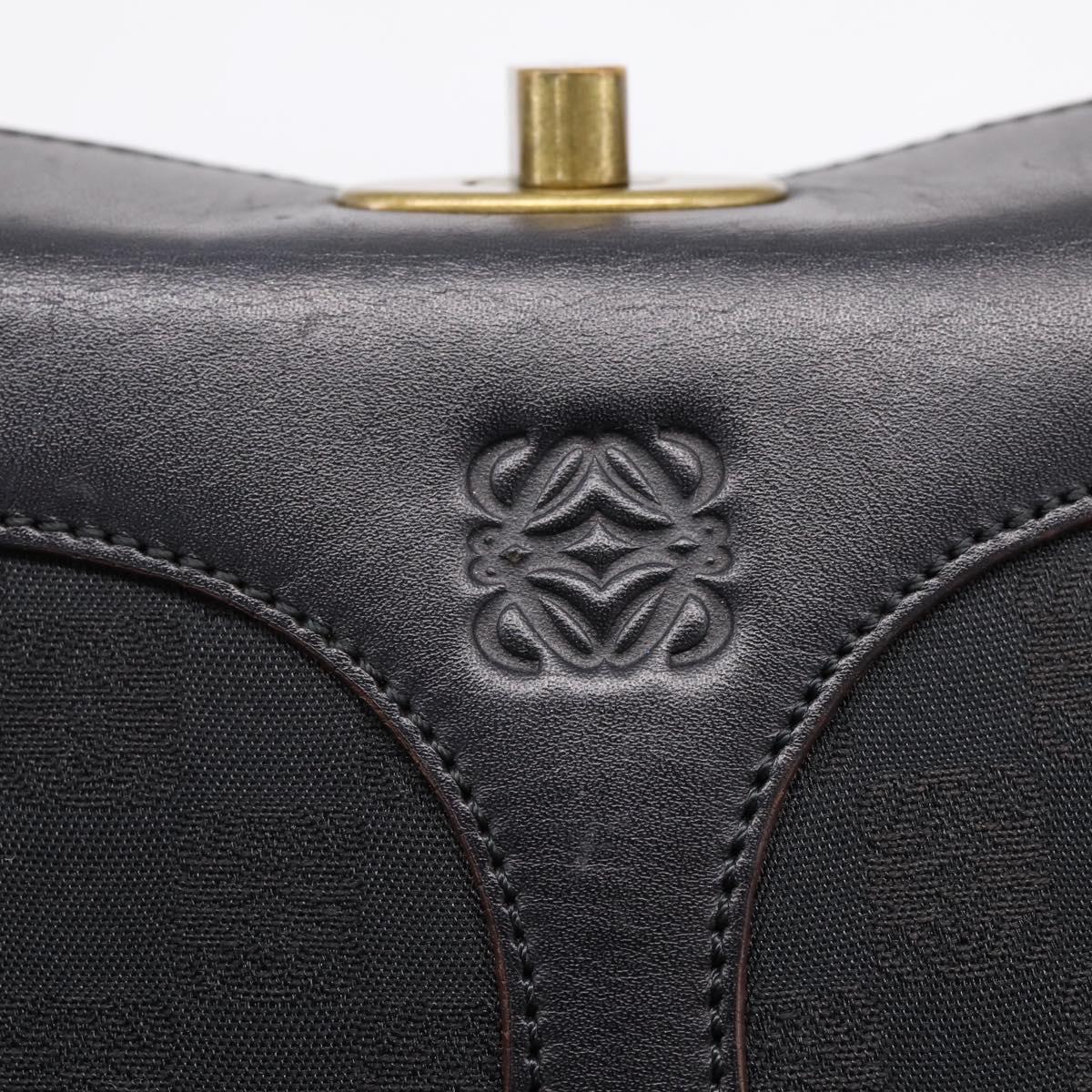 LOEWE Shoulder Bag Leather Black Gold Auth 208228V