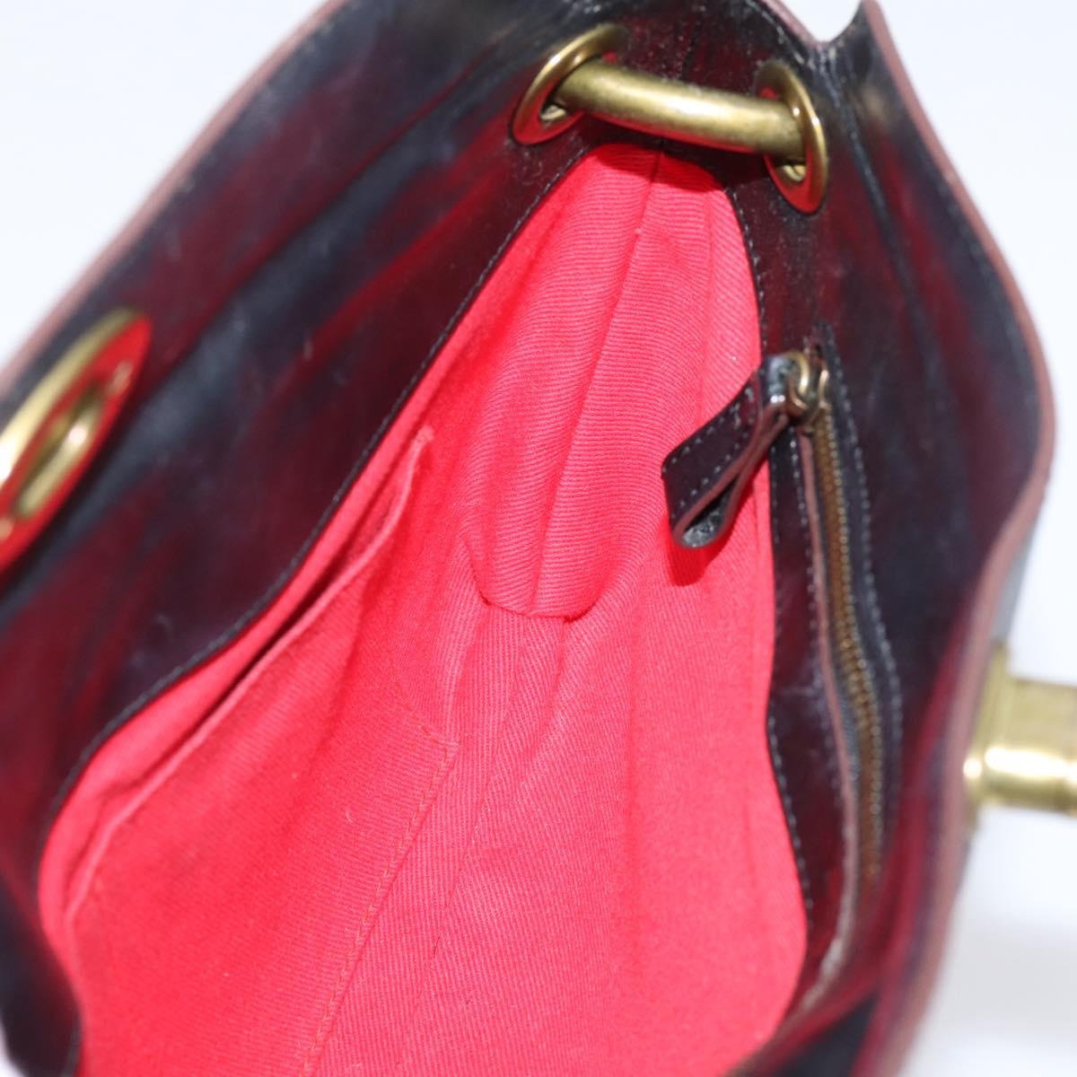 LOEWE Shoulder Bag Leather Black Gold Auth 208228V
