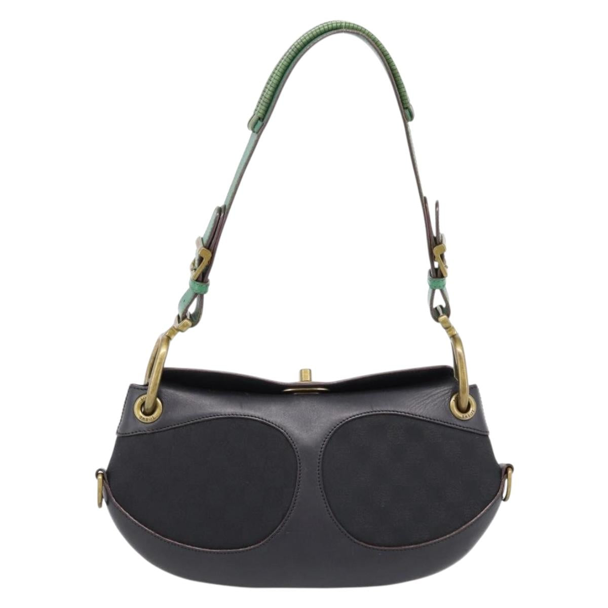 LOEWE Shoulder Bag Leather Black Gold Auth 208228V