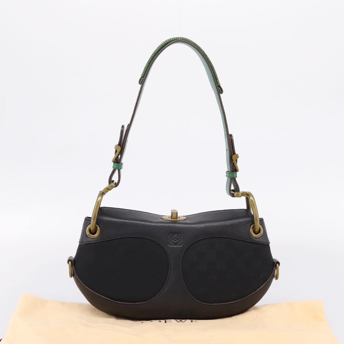 LOEWE Shoulder Bag Leather Black Gold Auth 208228V