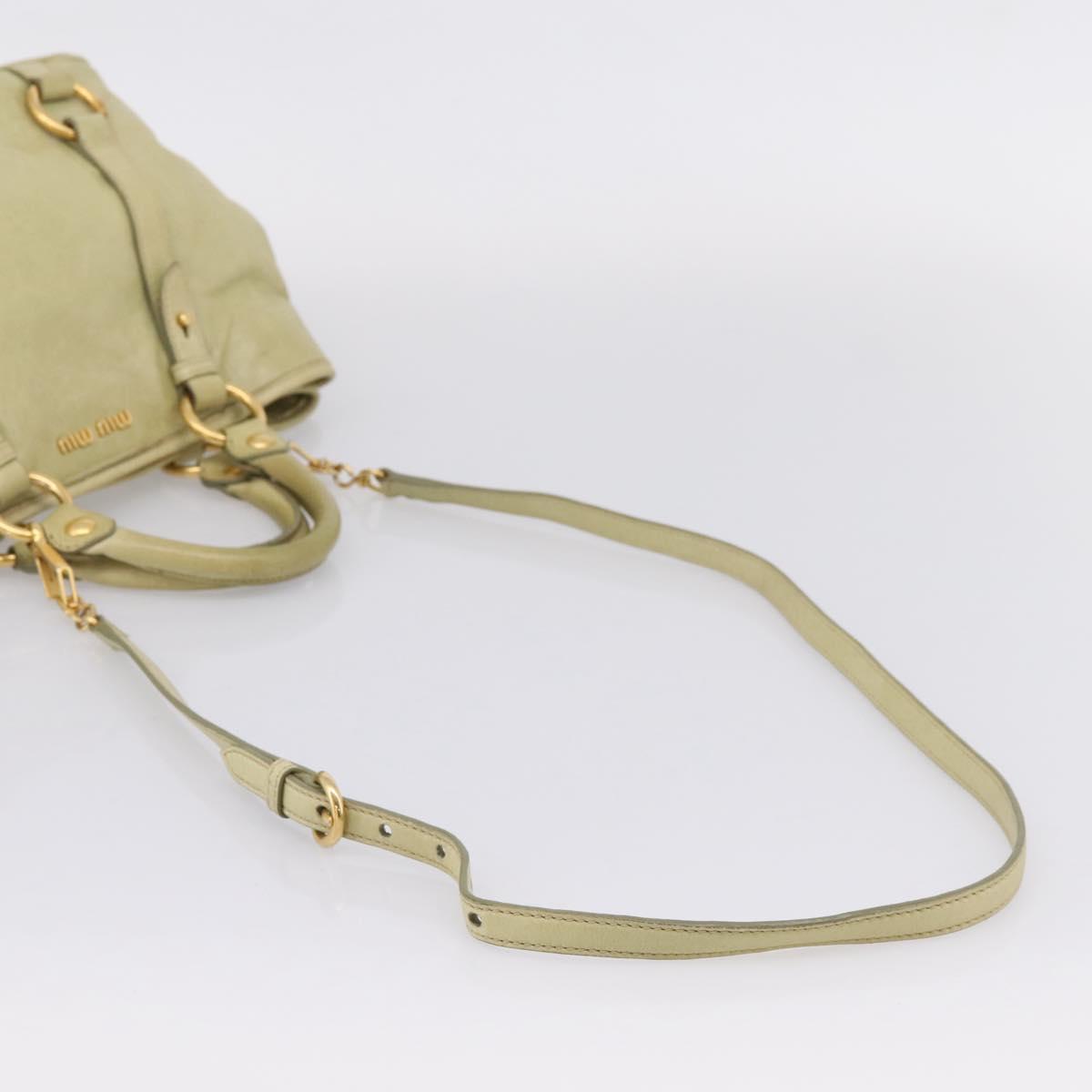 Miu Miu Hand Bag Vitellolux 2way Beige Gold Auth 208229A