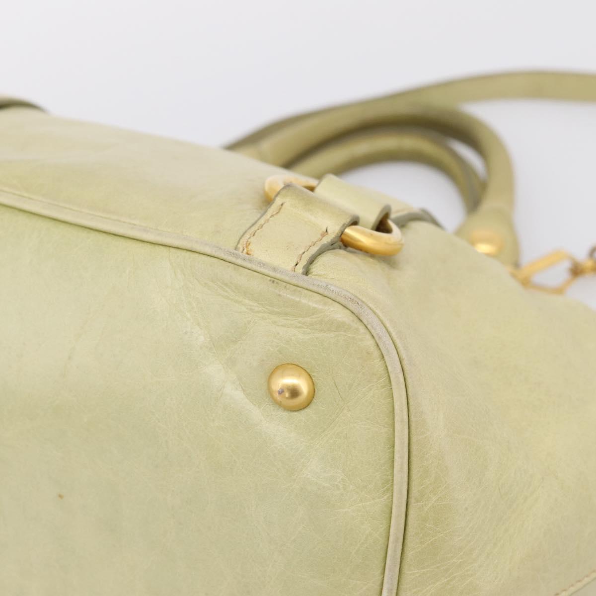 Miu Miu Hand Bag Vitellolux 2way Beige Gold Auth 208229A