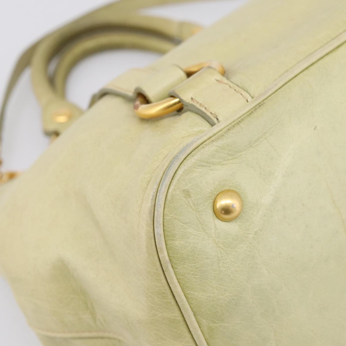 Miu Miu Hand Bag Vitellolux 2way Beige Gold Auth 208229A