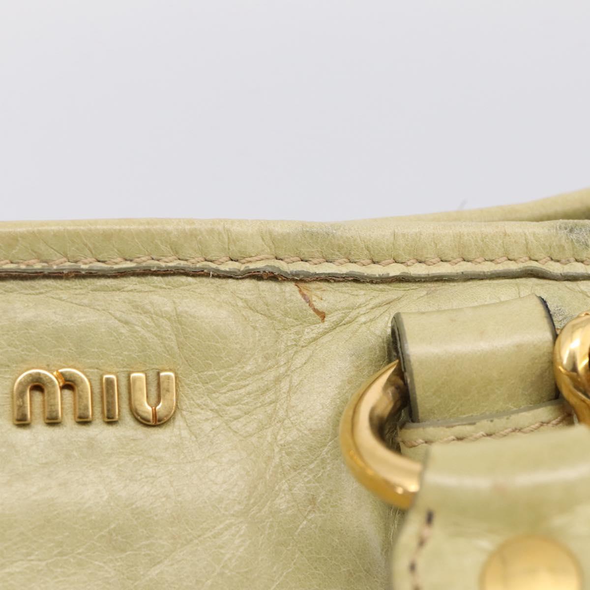 Miu Miu Hand Bag Vitellolux 2way Beige Gold Auth 208229A