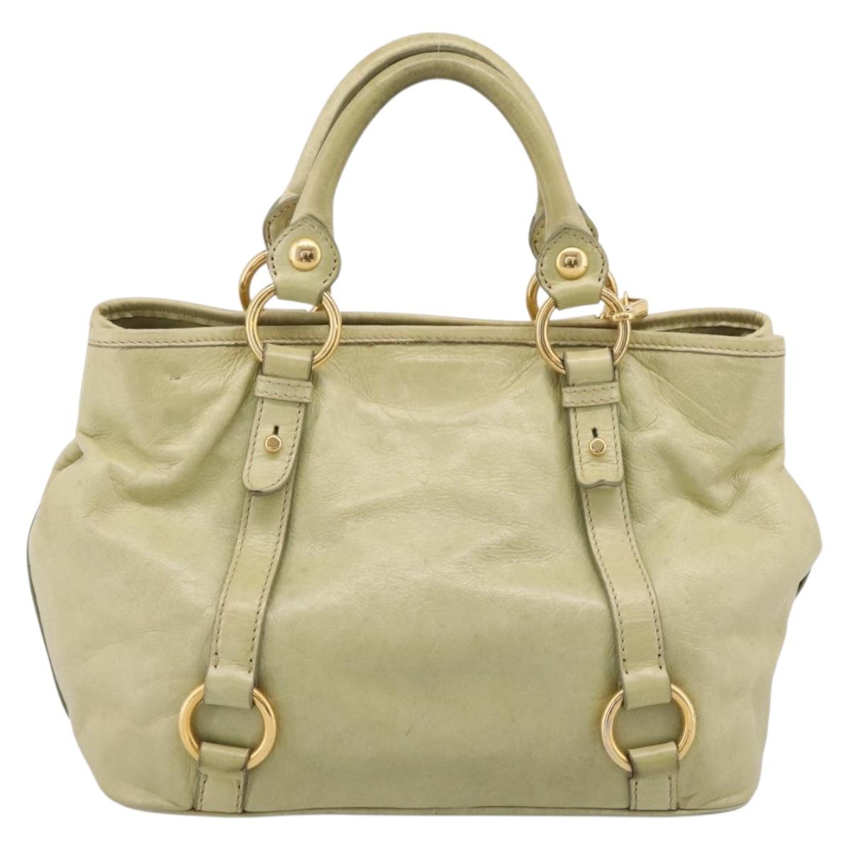Miu Miu Hand Bag Vitellolux 2way Beige Gold Auth 208229A