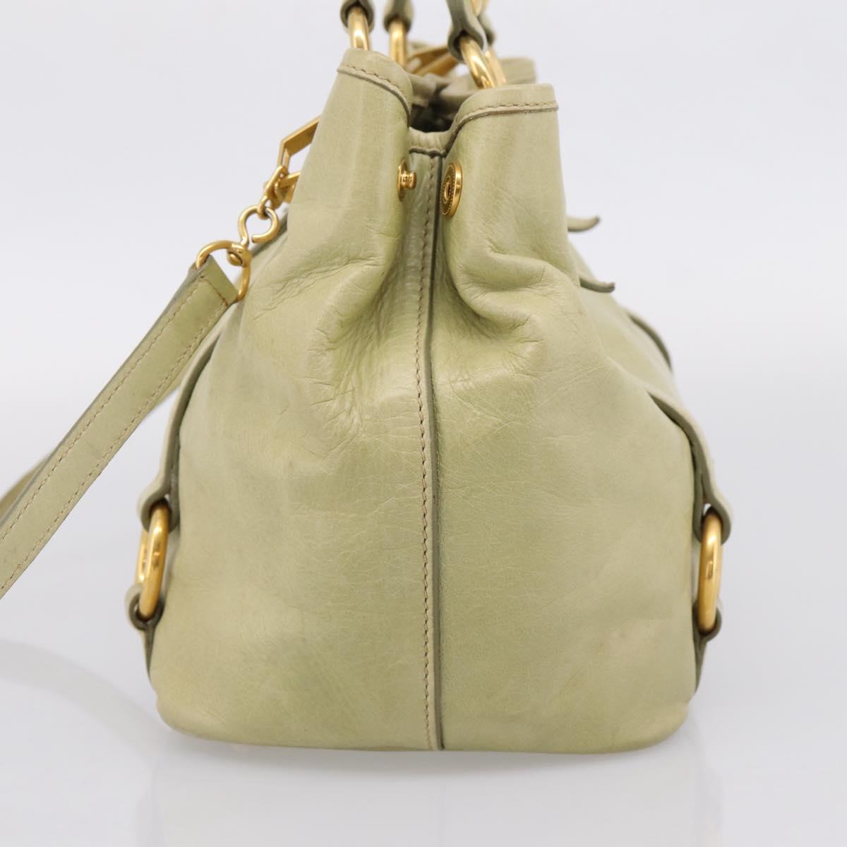 Miu Miu Hand Bag Vitellolux 2way Beige Gold Auth 208229A