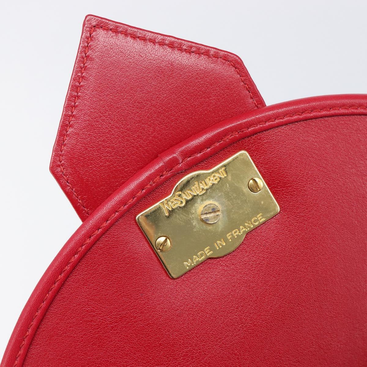 Saint Laurent Kate Shoulder Bag Leather Red Gold Auth 208231A