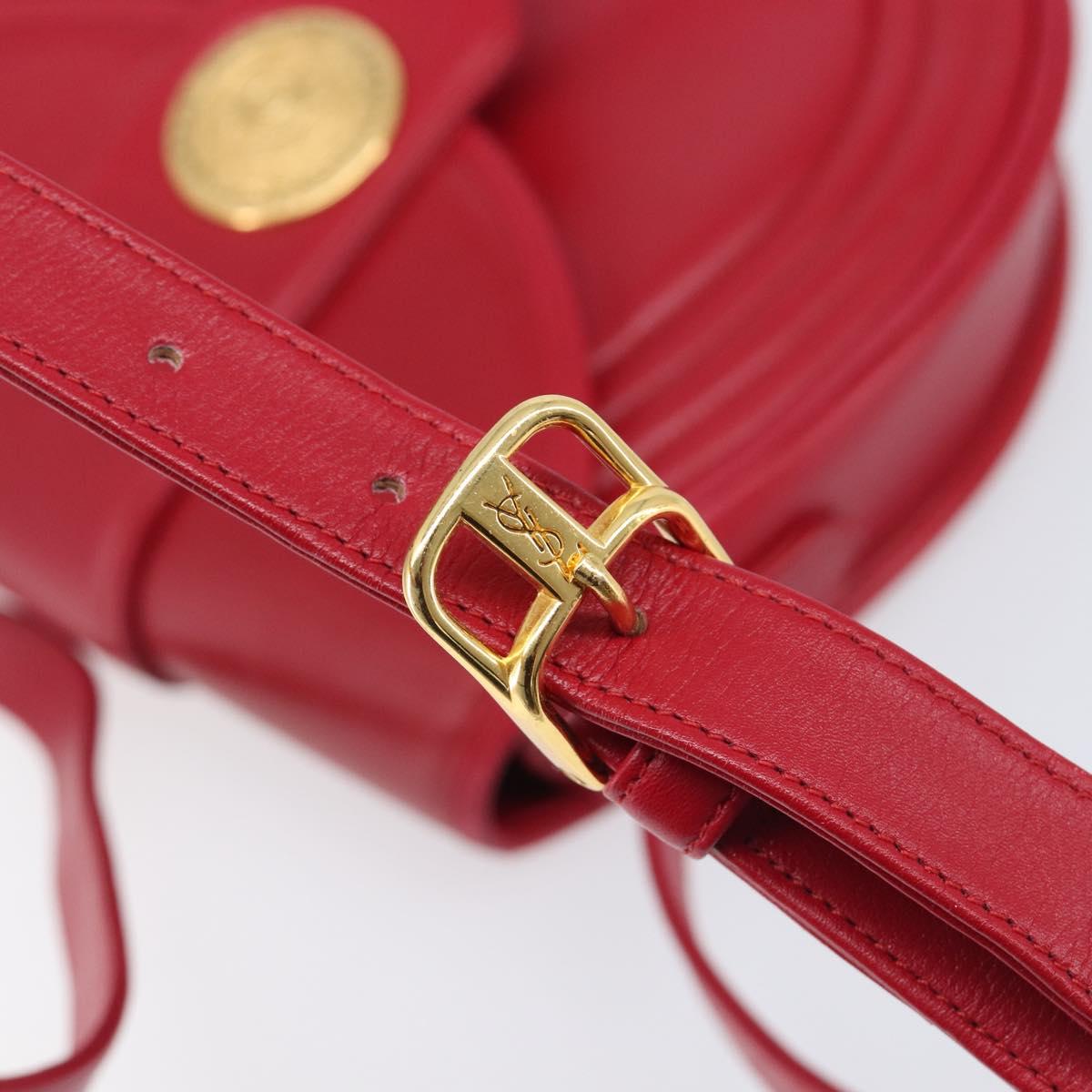 Saint Laurent Kate Shoulder Bag Leather Red Gold Auth 208231A