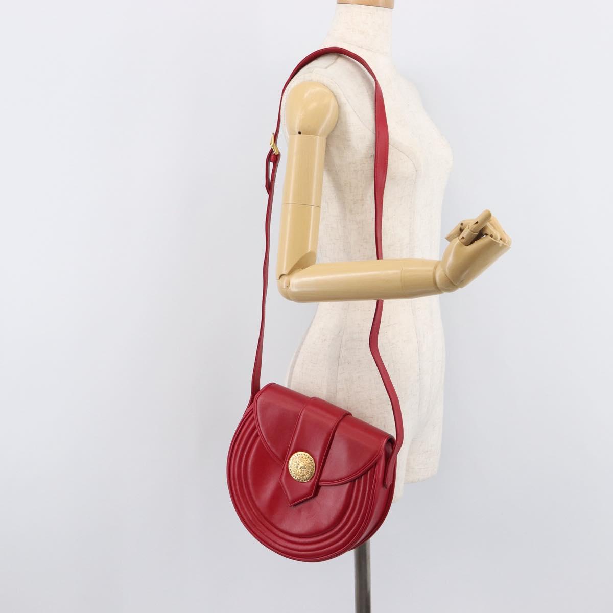 Saint Laurent Kate Shoulder Bag Leather Red Gold Auth 208231A
