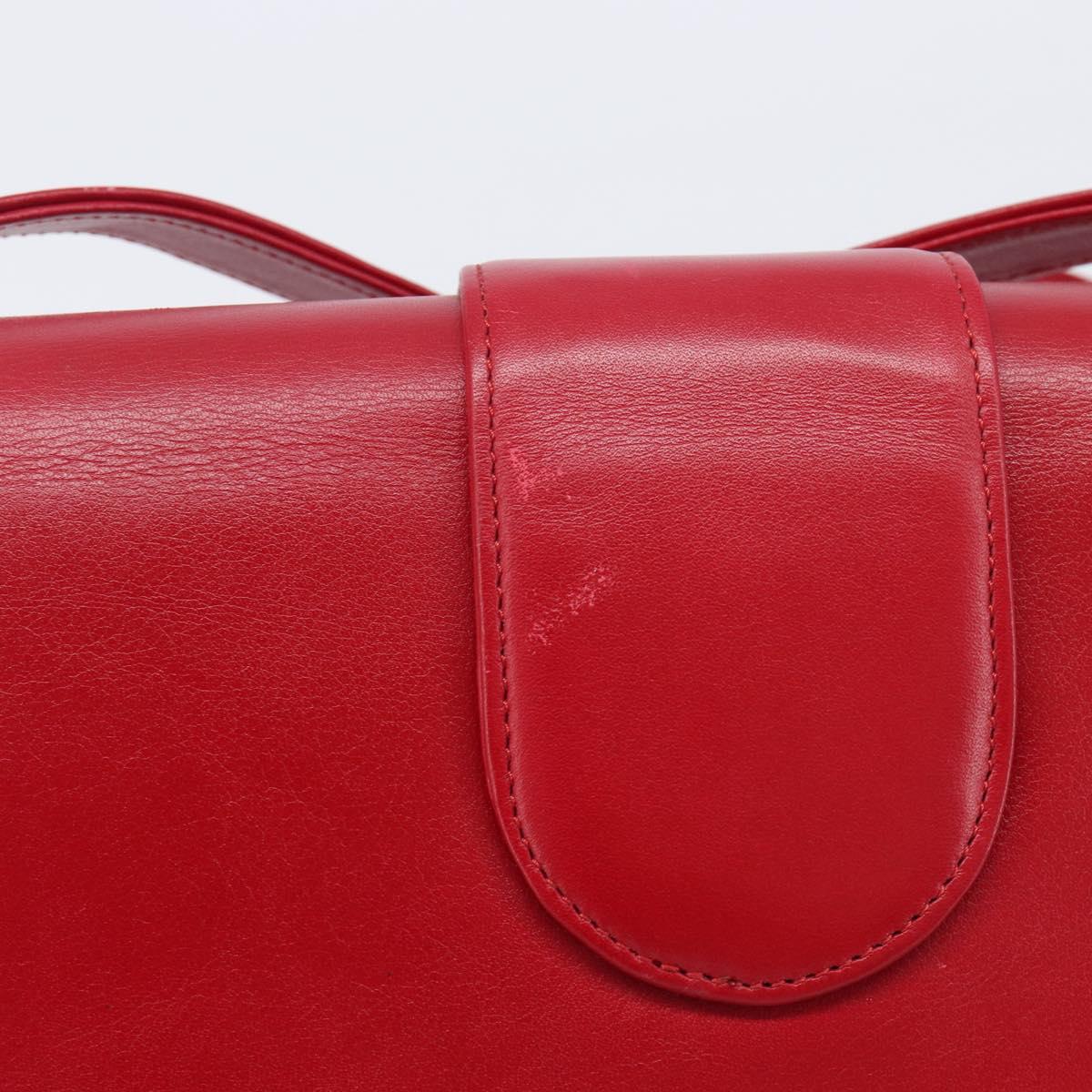 Saint Laurent Kate Shoulder Bag Leather Red Gold Auth 208231A