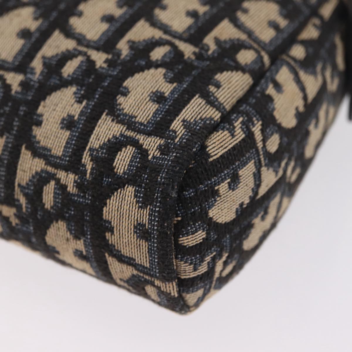 Christian Dior Trotter Canvas Shoulder Bag Navy Gold Auth 208233