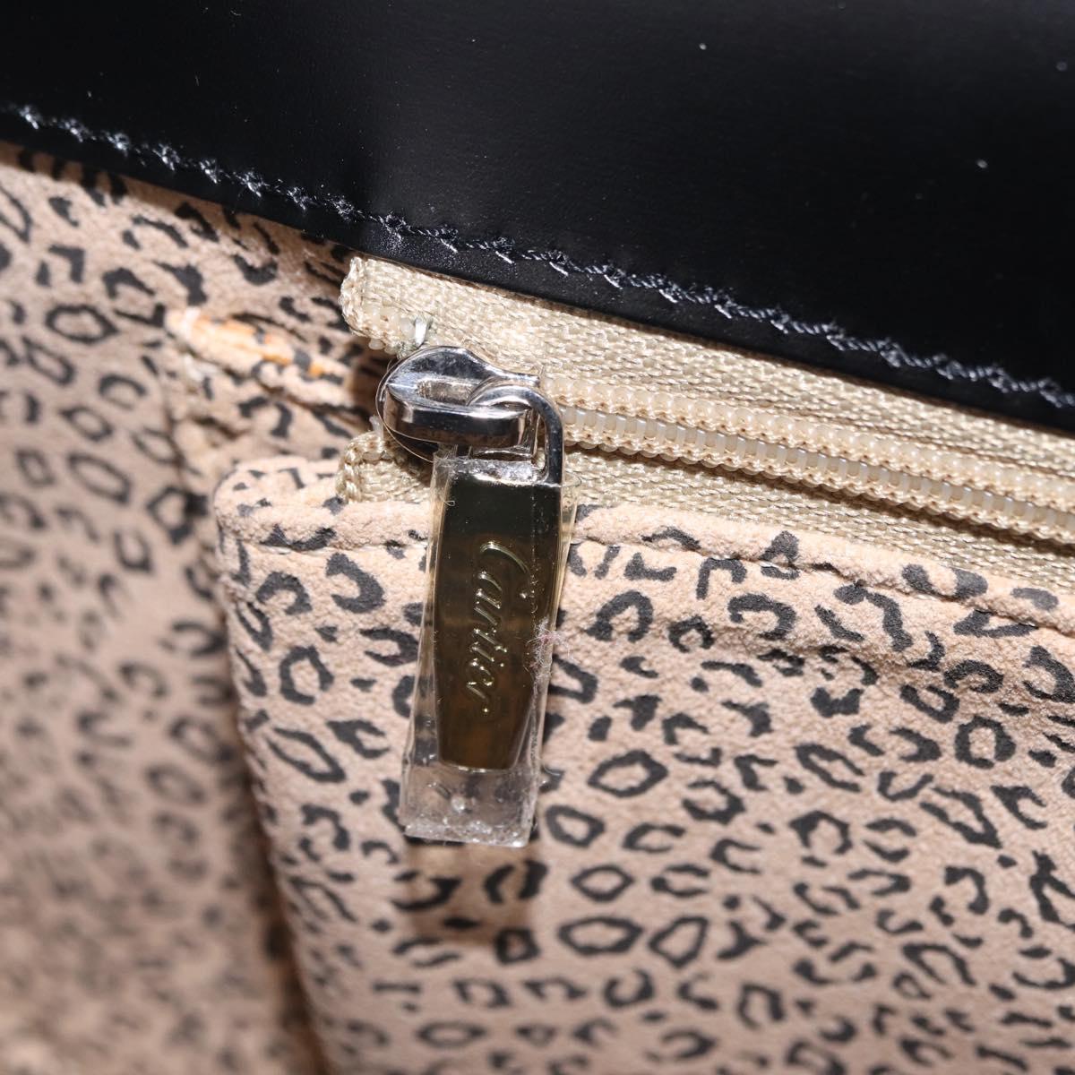 Cartier PANTHERE Shoulder Bag Leather Black Silver Auth 208235V