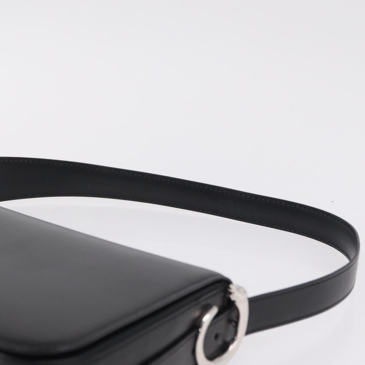 Cartier PANTHERE Shoulder Bag Leather Black Silver Auth 208235V