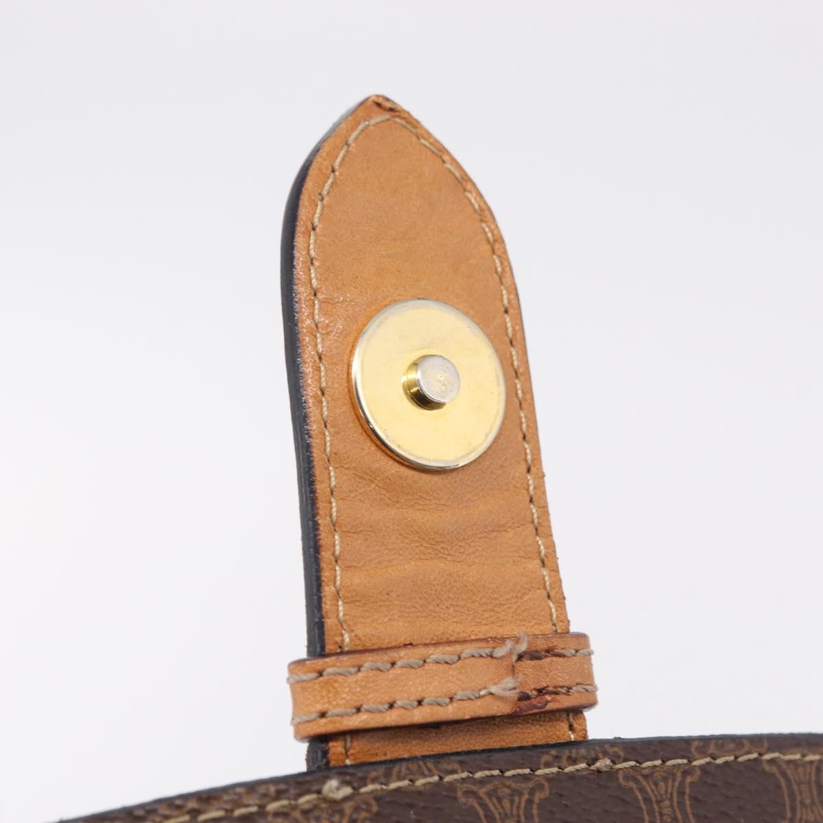 CELINE Macadam Canvas Medallion Hand Bag PVC Leather Brown Gold Auth 208236