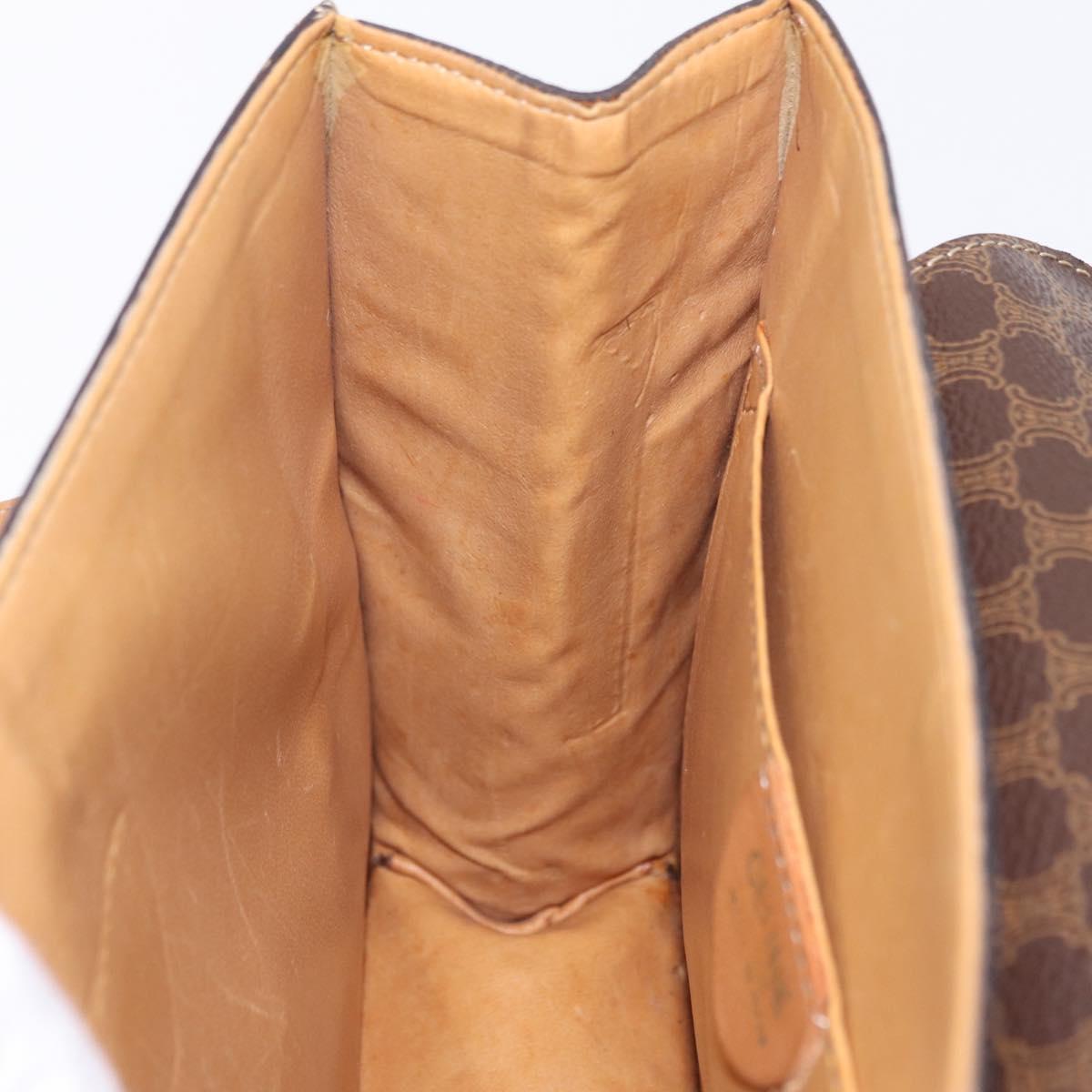 CELINE Macadam Canvas Medallion Hand Bag PVC Leather Brown Gold Auth 208236