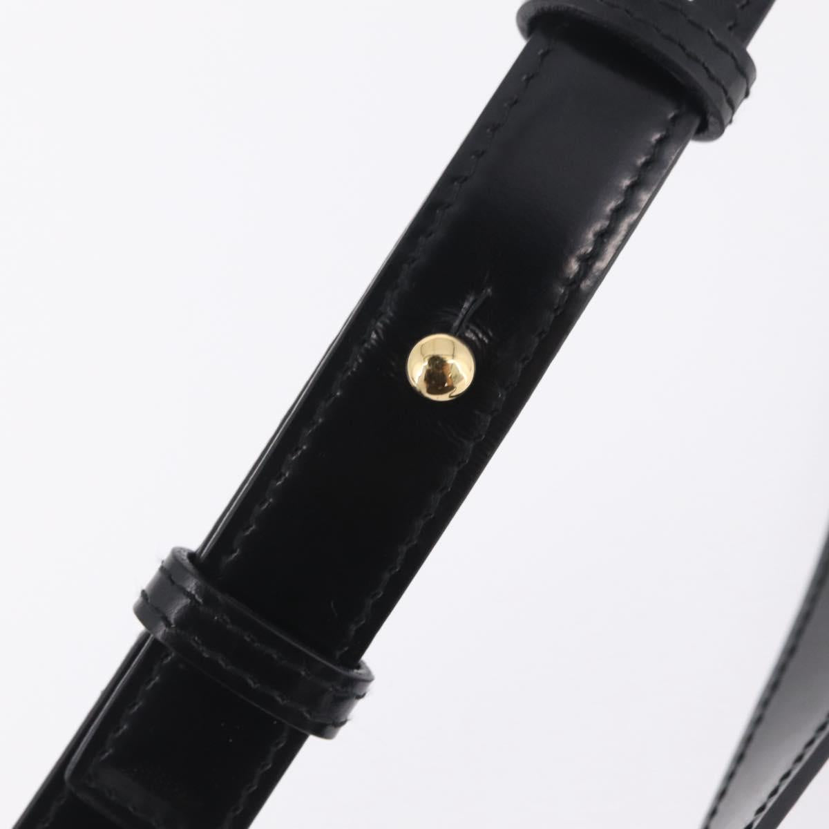 CELINE Macadam Canvas Horse Carriage Bag PVC Leather Black Gold Auth 208237V