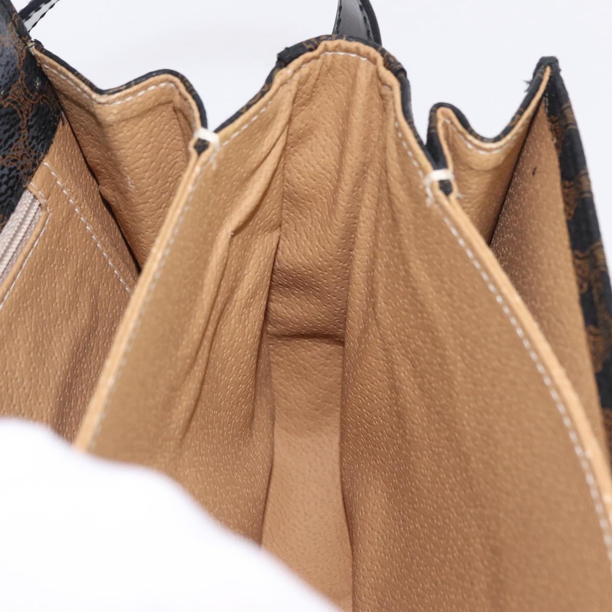 CELINE Macadam Canvas Horse Carriage Bag PVC Leather Black Gold Auth 208237V