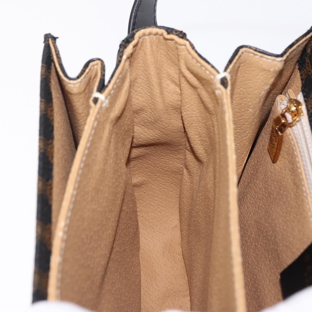 CELINE Macadam Canvas Horse Carriage Bag PVC Leather Black Gold Auth 208237V