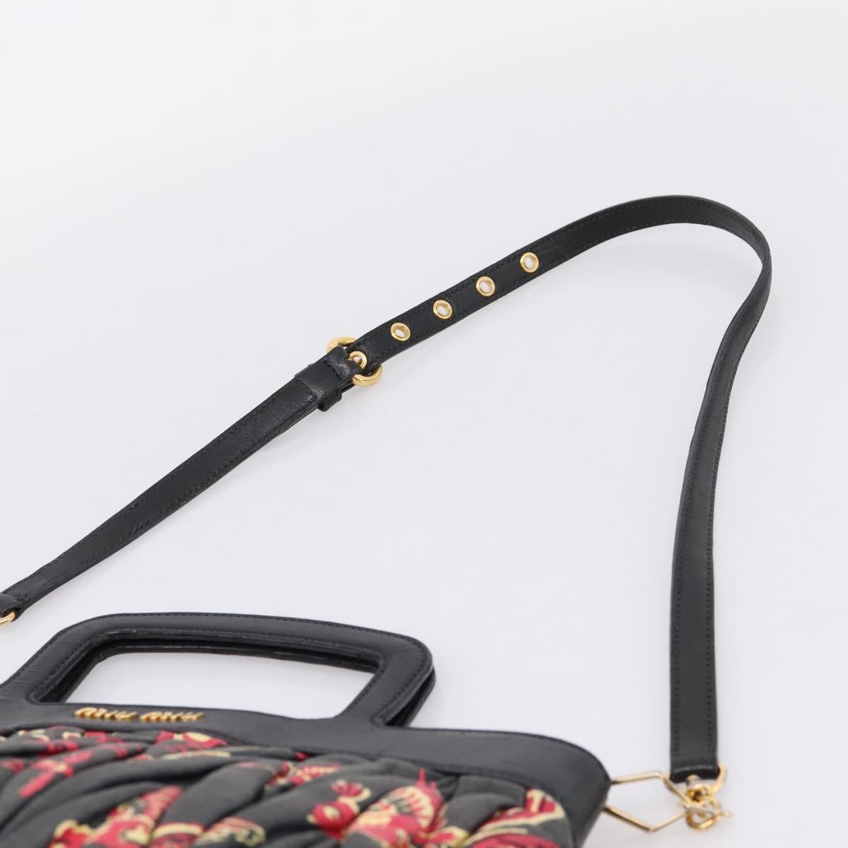 Miu Miu Matelasse Hand Bag Canvas 2way Black Gold Auth 208238A