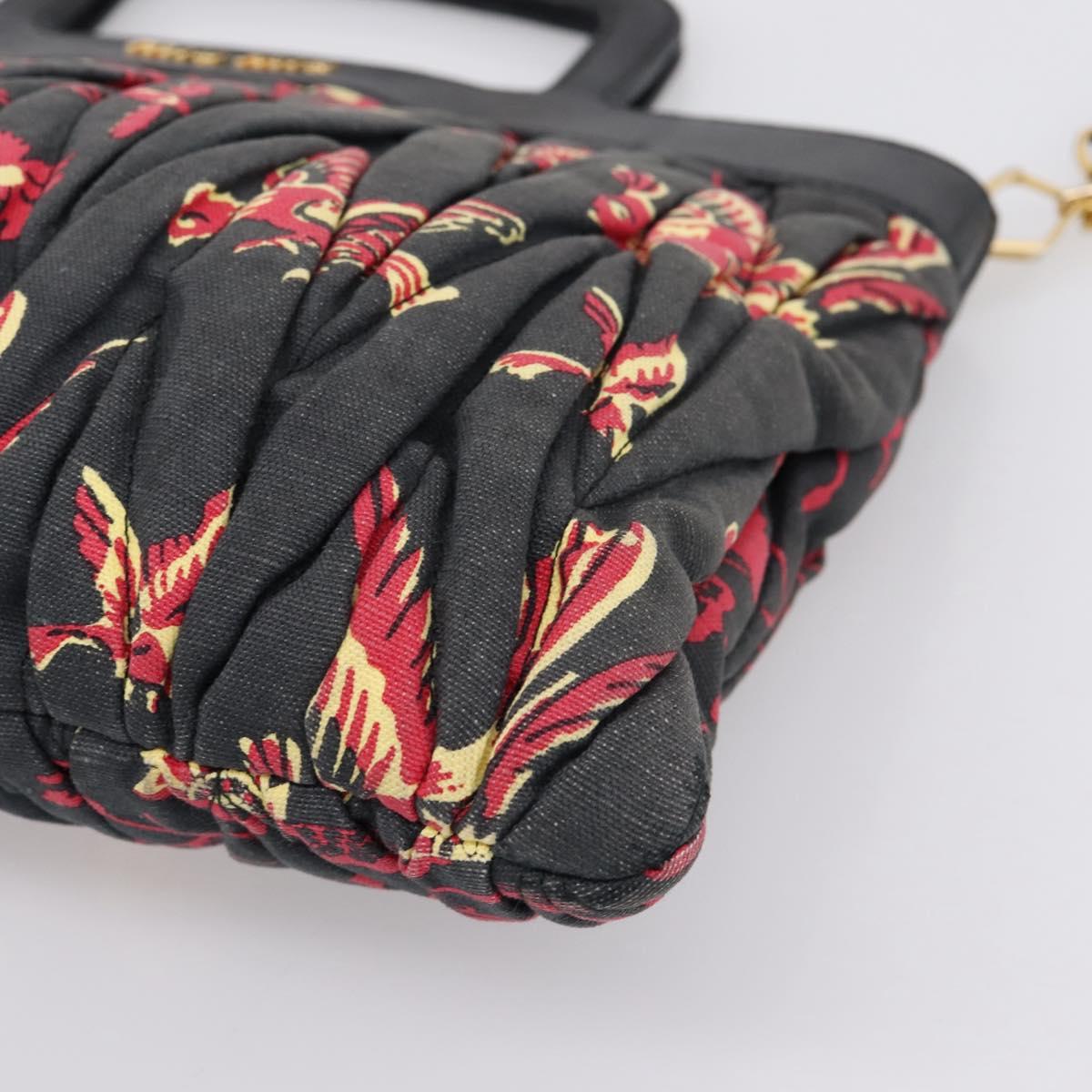 Miu Miu Matelasse Hand Bag Canvas 2way Black Gold Auth 208238A