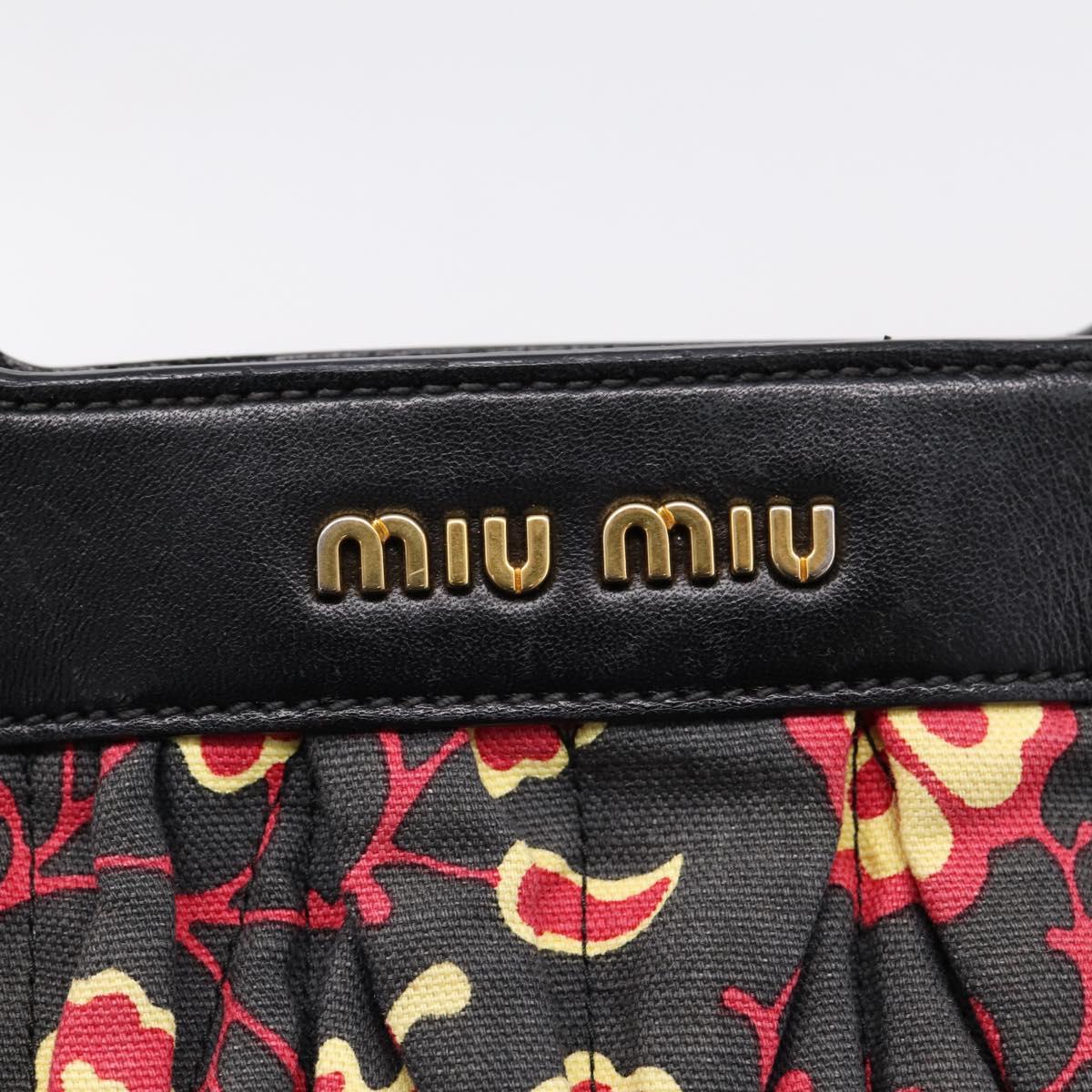 Miu Miu Matelasse Hand Bag Canvas 2way Black Gold Auth 208238A