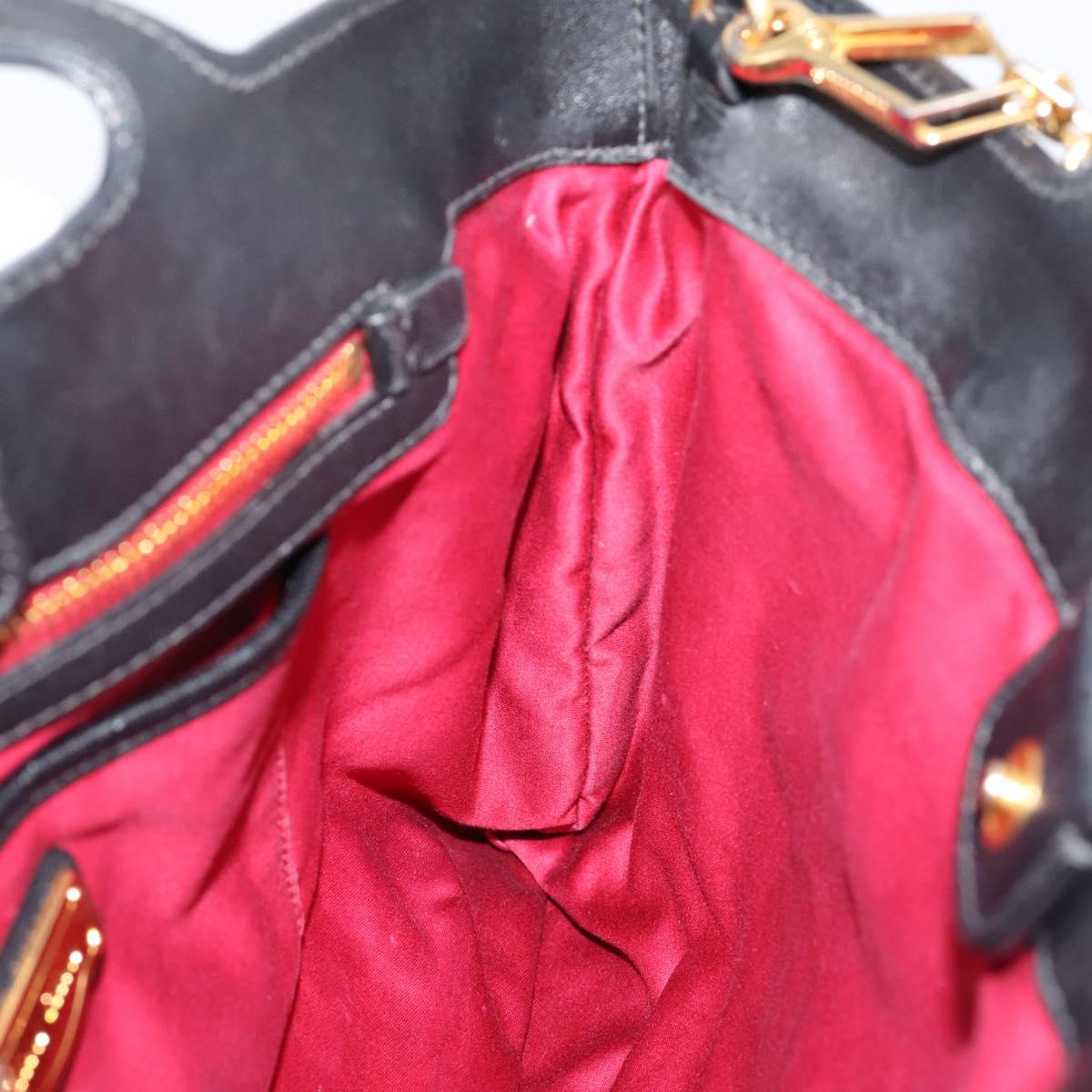 Miu Miu Matelasse Hand Bag Canvas 2way Black Gold Auth 208238A