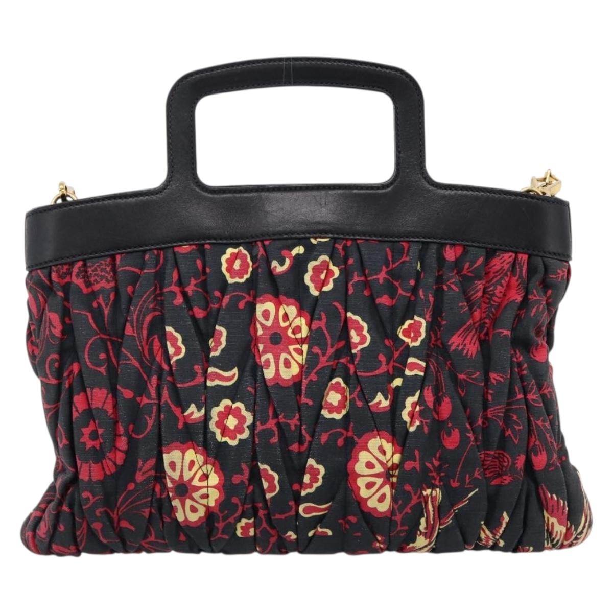 Miu Miu Matelasse Hand Bag Canvas 2way Black Gold Auth 208238A