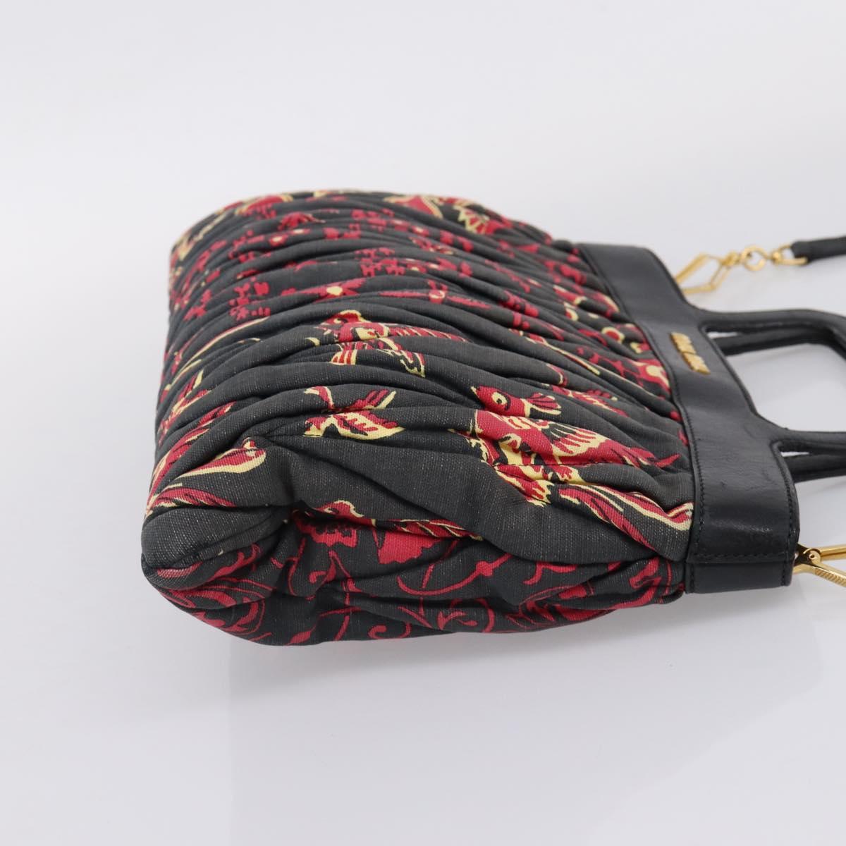 Miu Miu Matelasse Hand Bag Canvas 2way Black Gold Auth 208238A