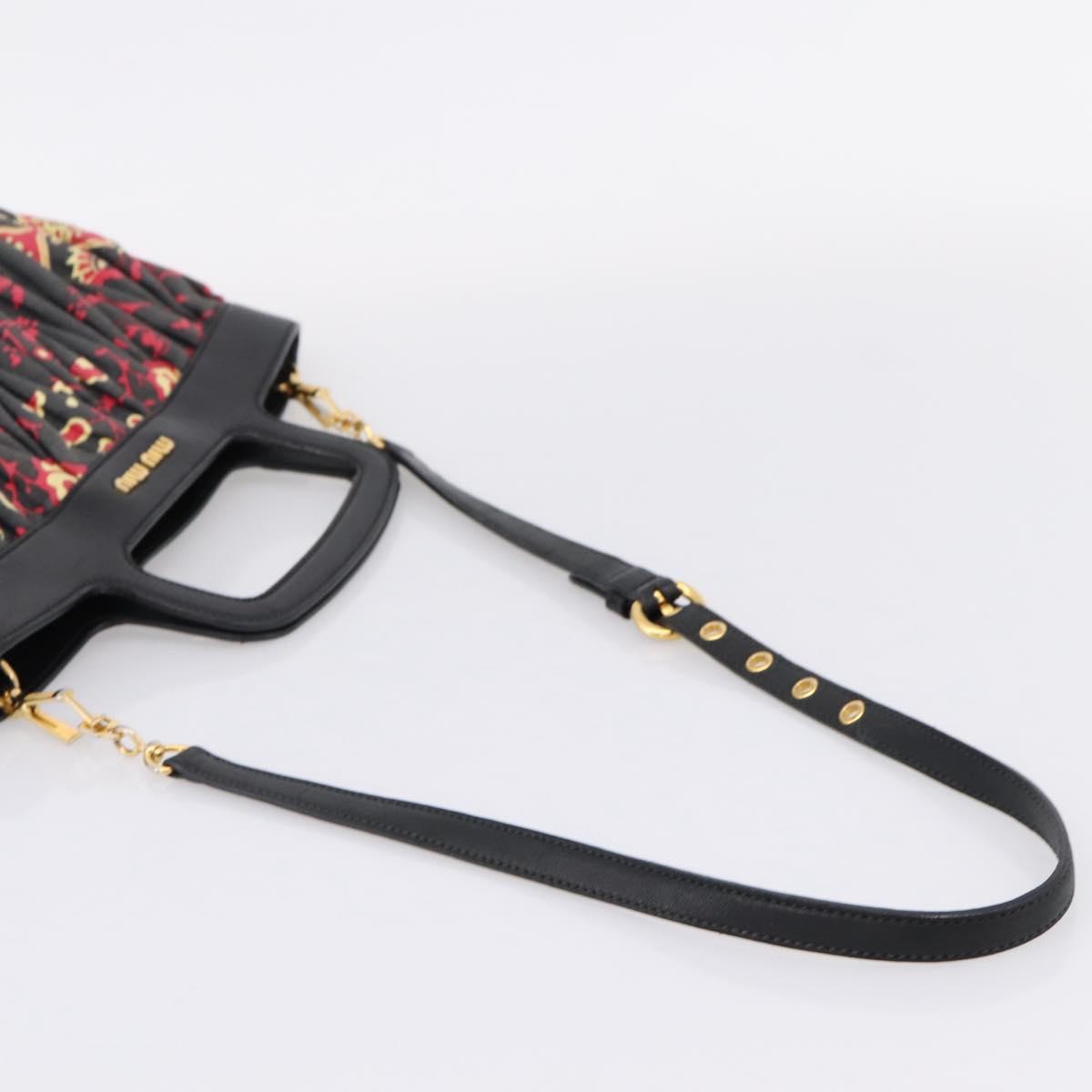 Miu Miu Matelasse Hand Bag Canvas 2way Black Gold Auth 208238A