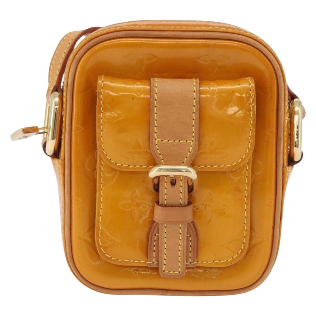 LOUIS VUITTON Monogram Vernis Christie PM Shoulder Bag Jaune M91110 Auth 208239