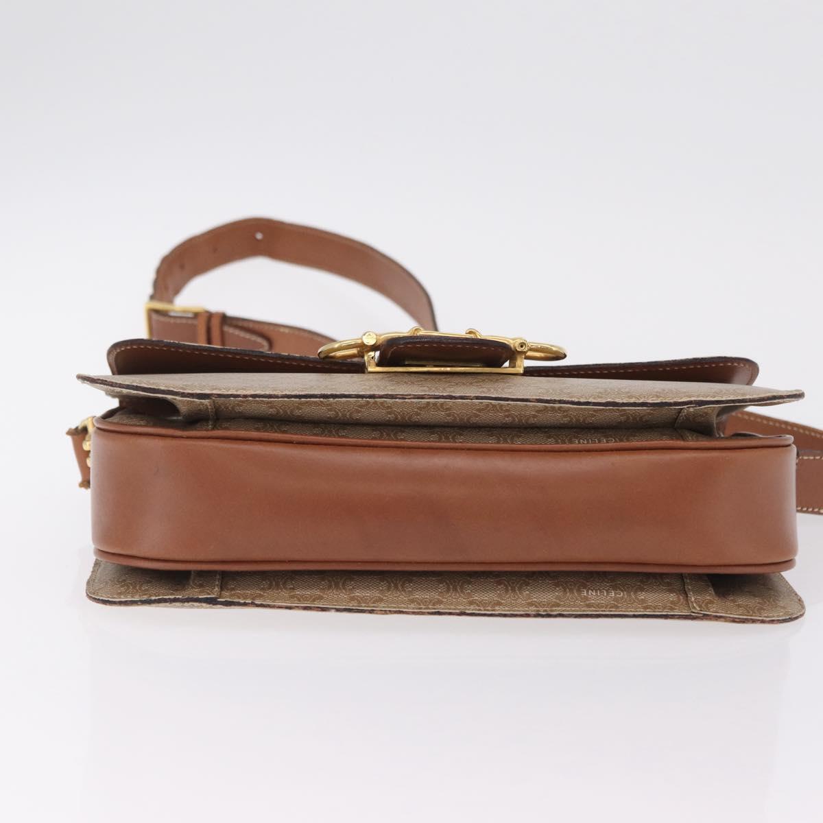 CELINE Macadam Canvas Shoulder Bag PVC Brown Gold Auth 208242