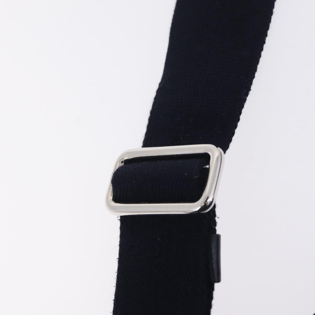 PRADA Hand Bag Raffia 2way Navy Silver Auth 208246
