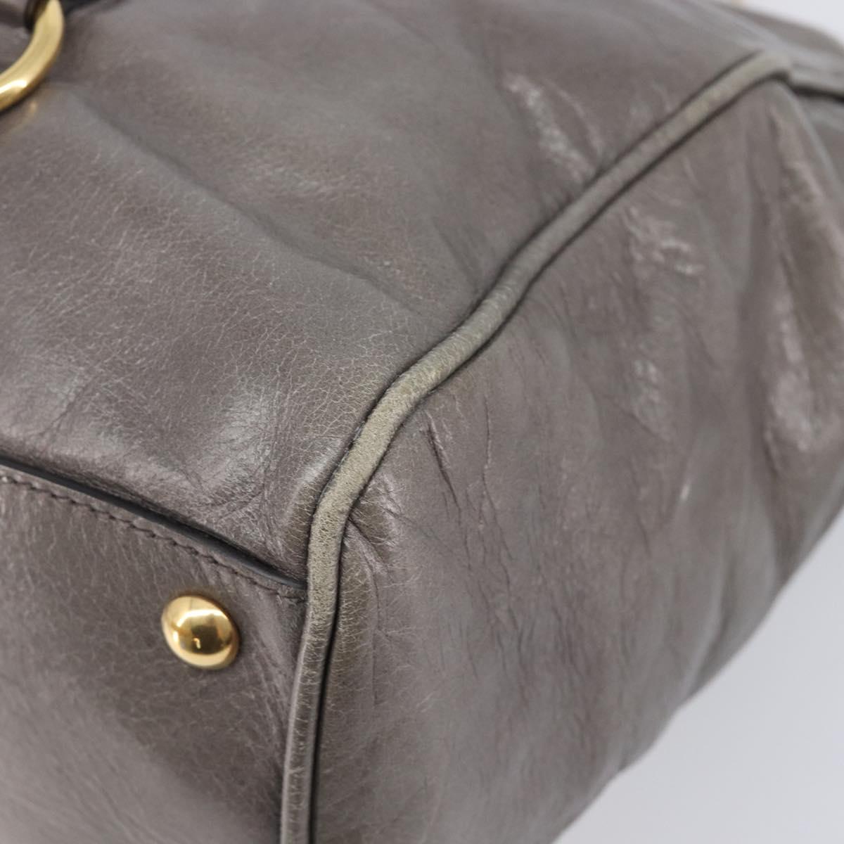 Miu Miu Hand Bag Leather 2way Gray Gold Auth 208248A