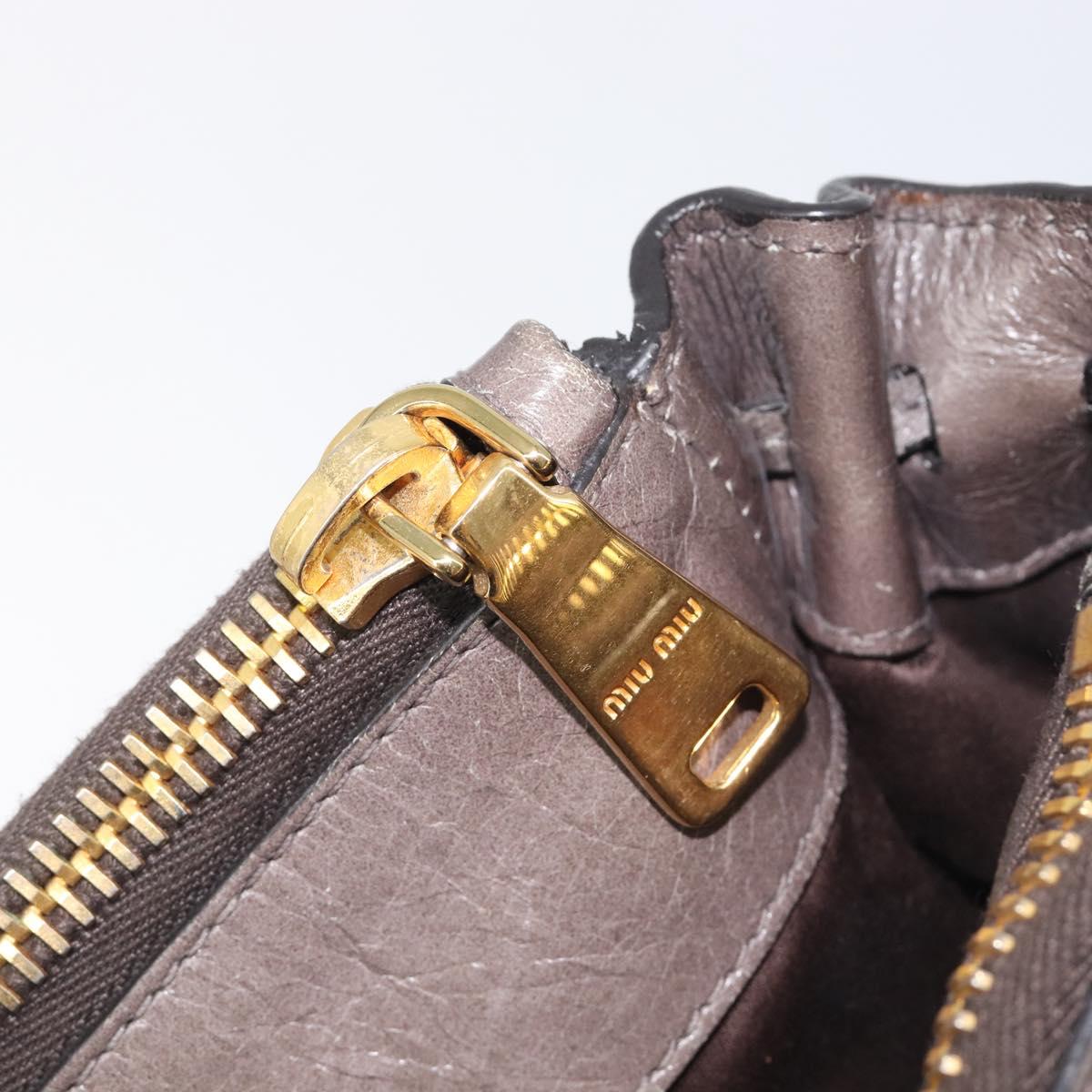 Miu Miu Hand Bag Leather 2way Gray Gold Auth 208248A