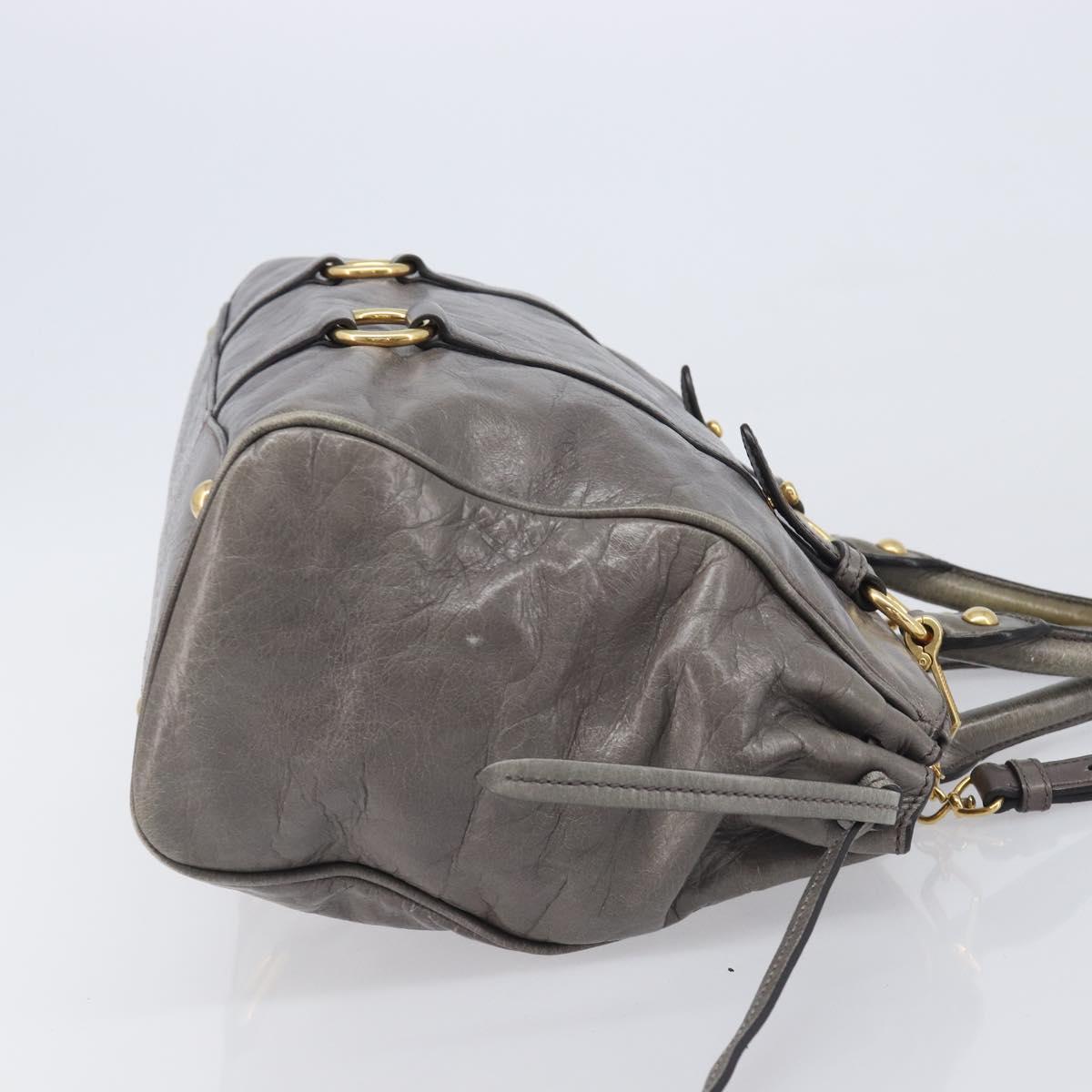 Miu Miu Hand Bag Leather 2way Gray Gold Auth 208248A
