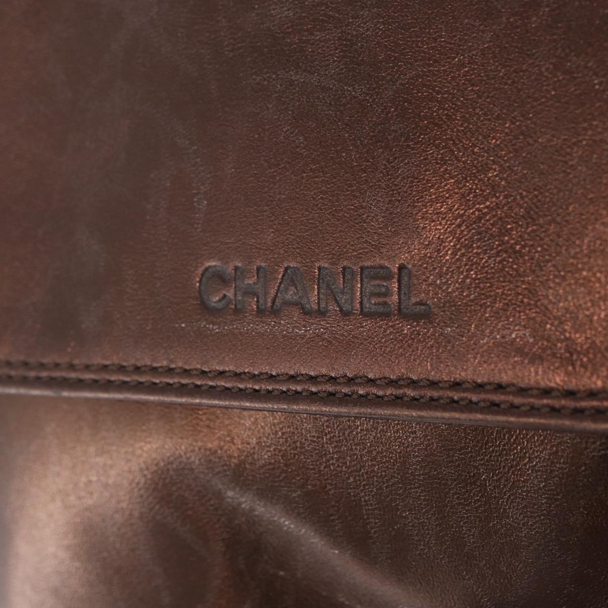 CHANEL Shoulder Bag Lamb Skin Bronze CC Auth 208250A