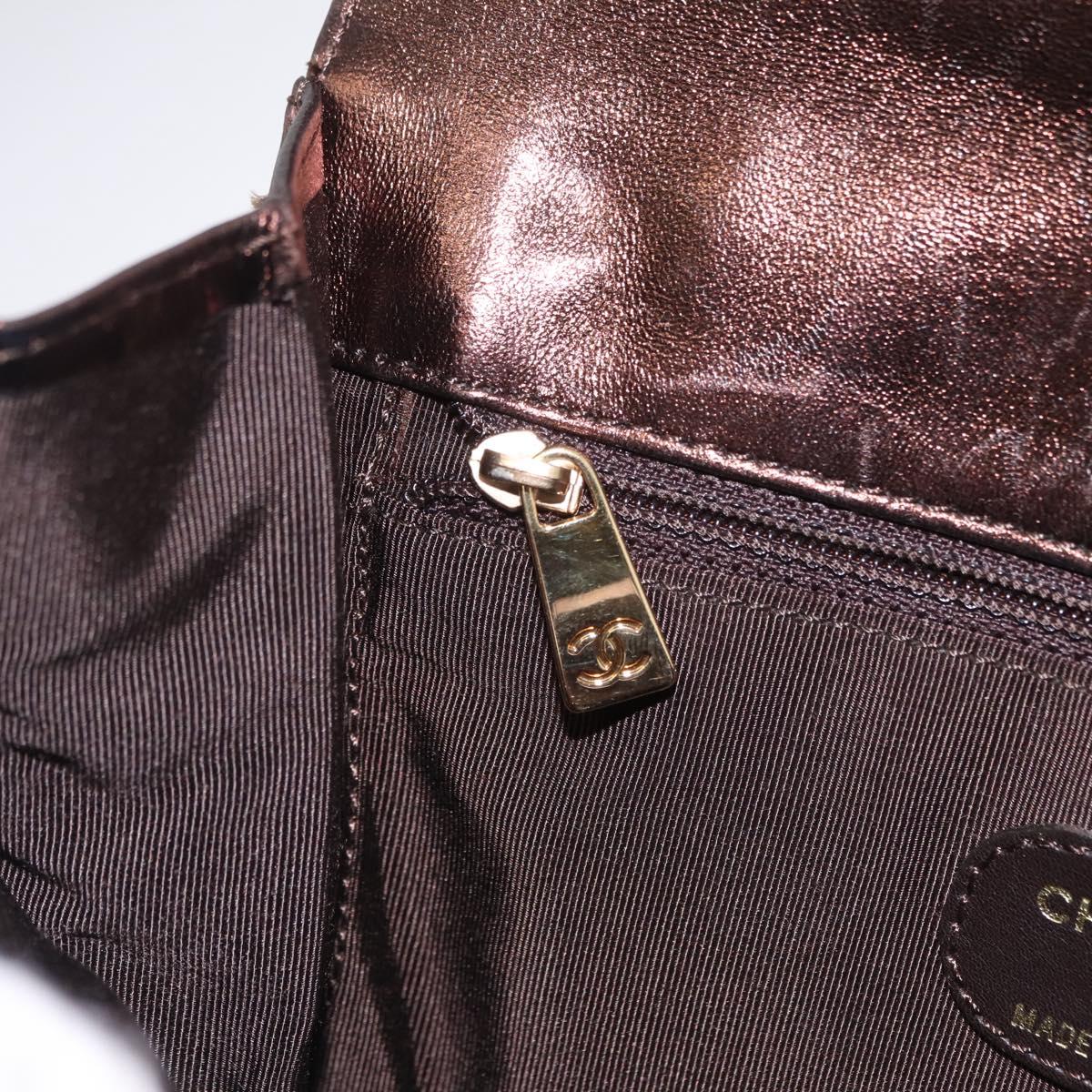 CHANEL Shoulder Bag Lamb Skin Bronze CC Auth 208250A
